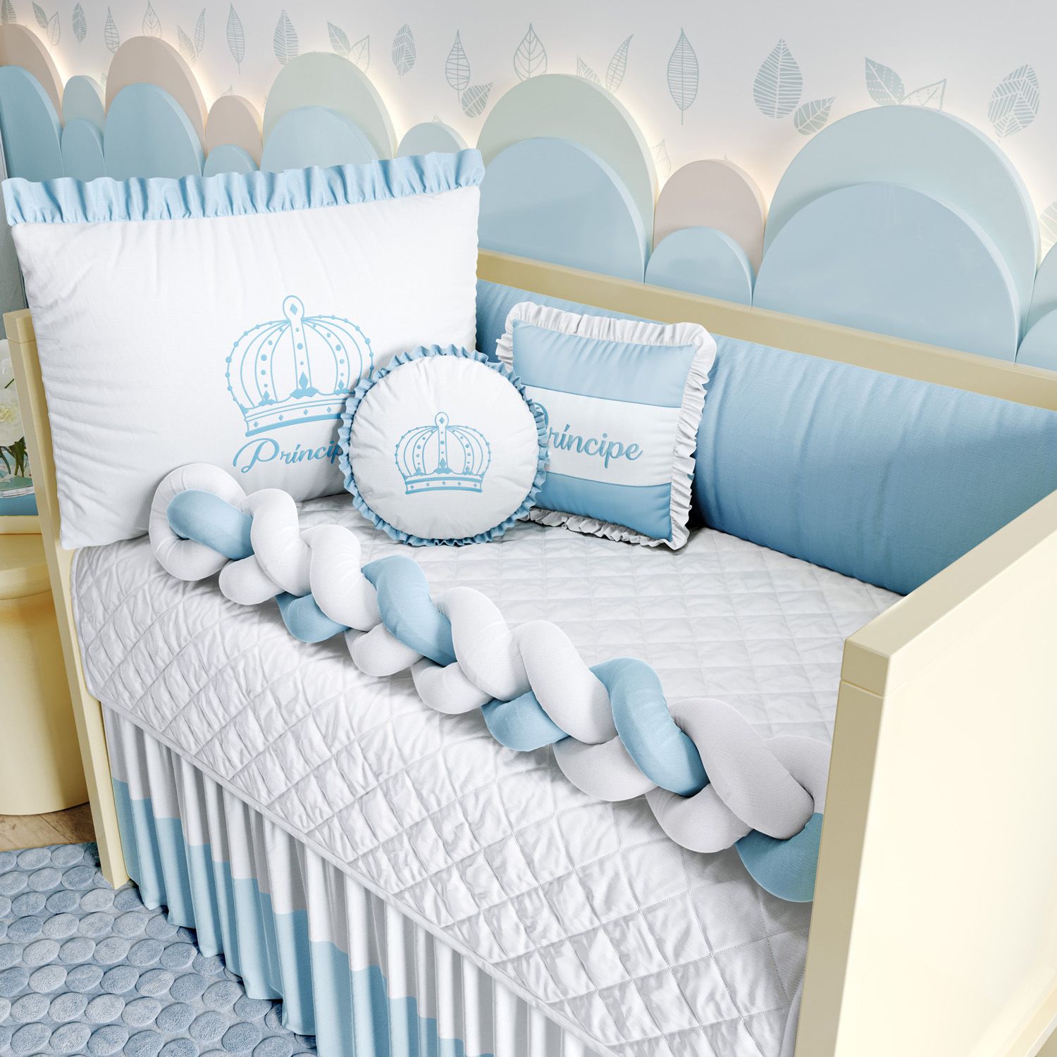 Kit Berço Trança Menina Princesa Rosa