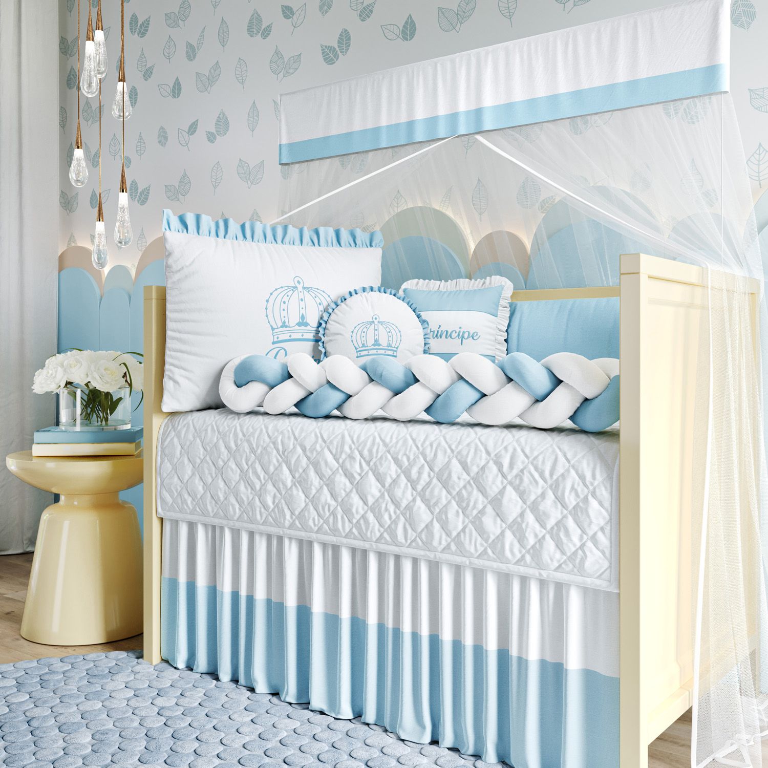 Kit Berço Trança Menina Princesa Rosa