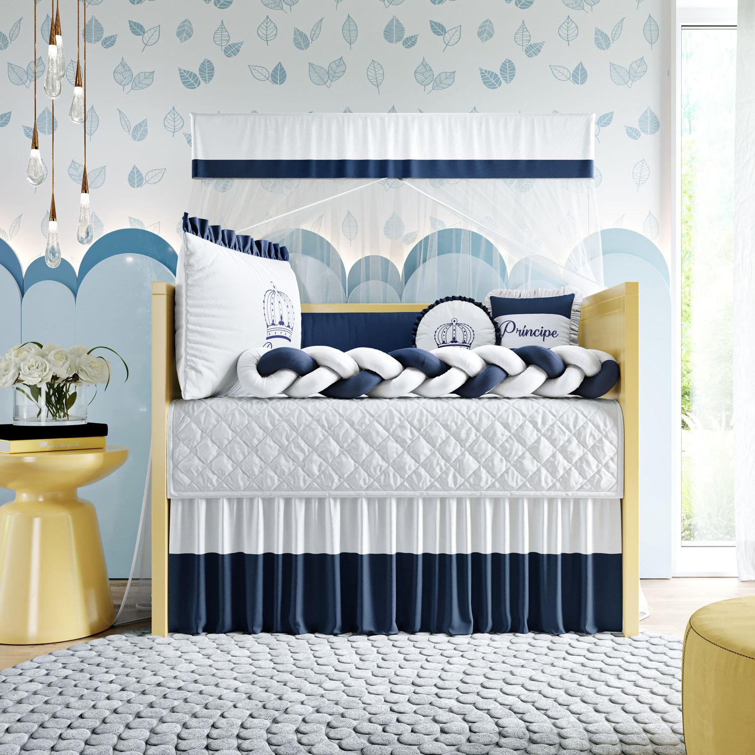 Kit Berço Trança Menina Princesa Rosa