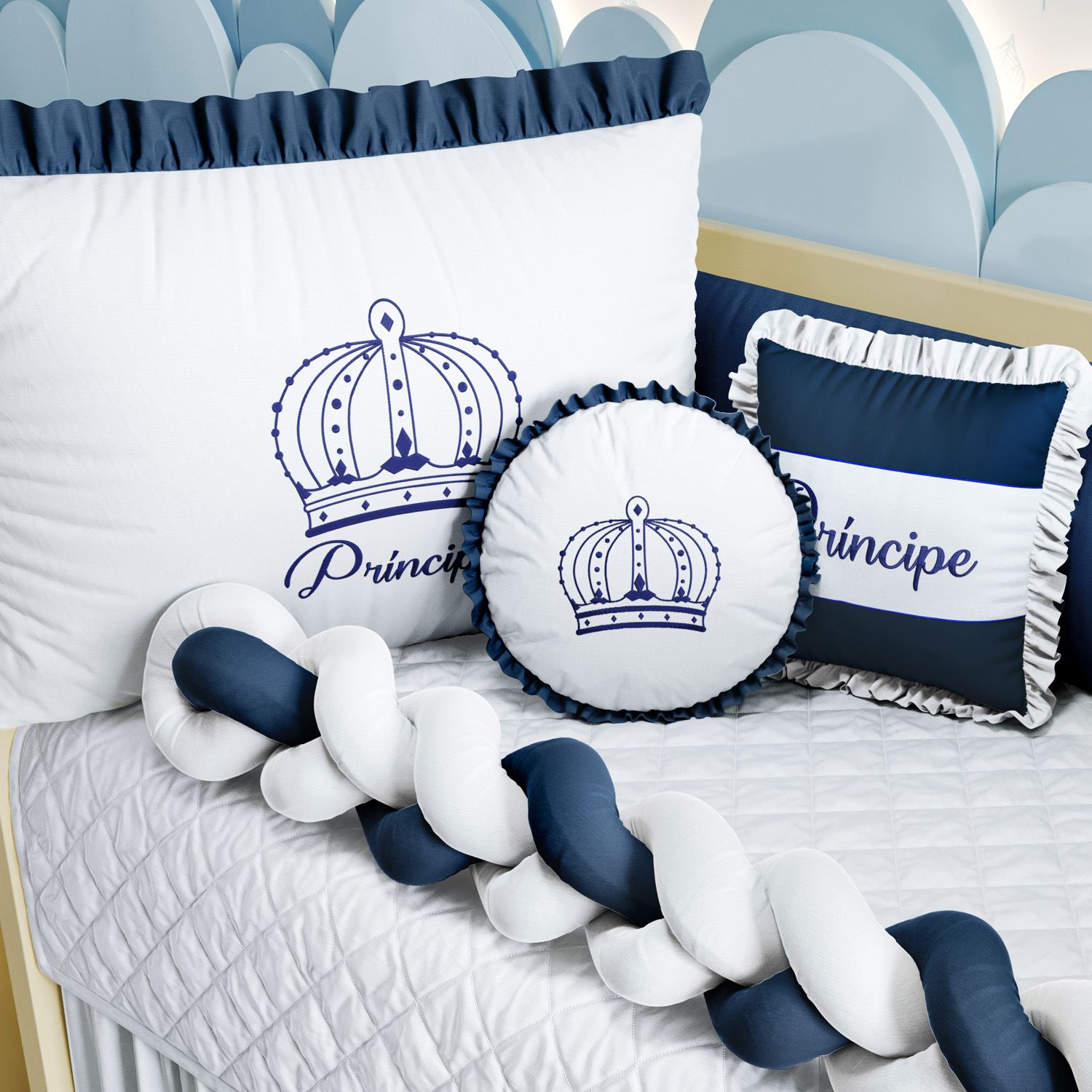 Kit Berço Trança Menina Princesa Rosa