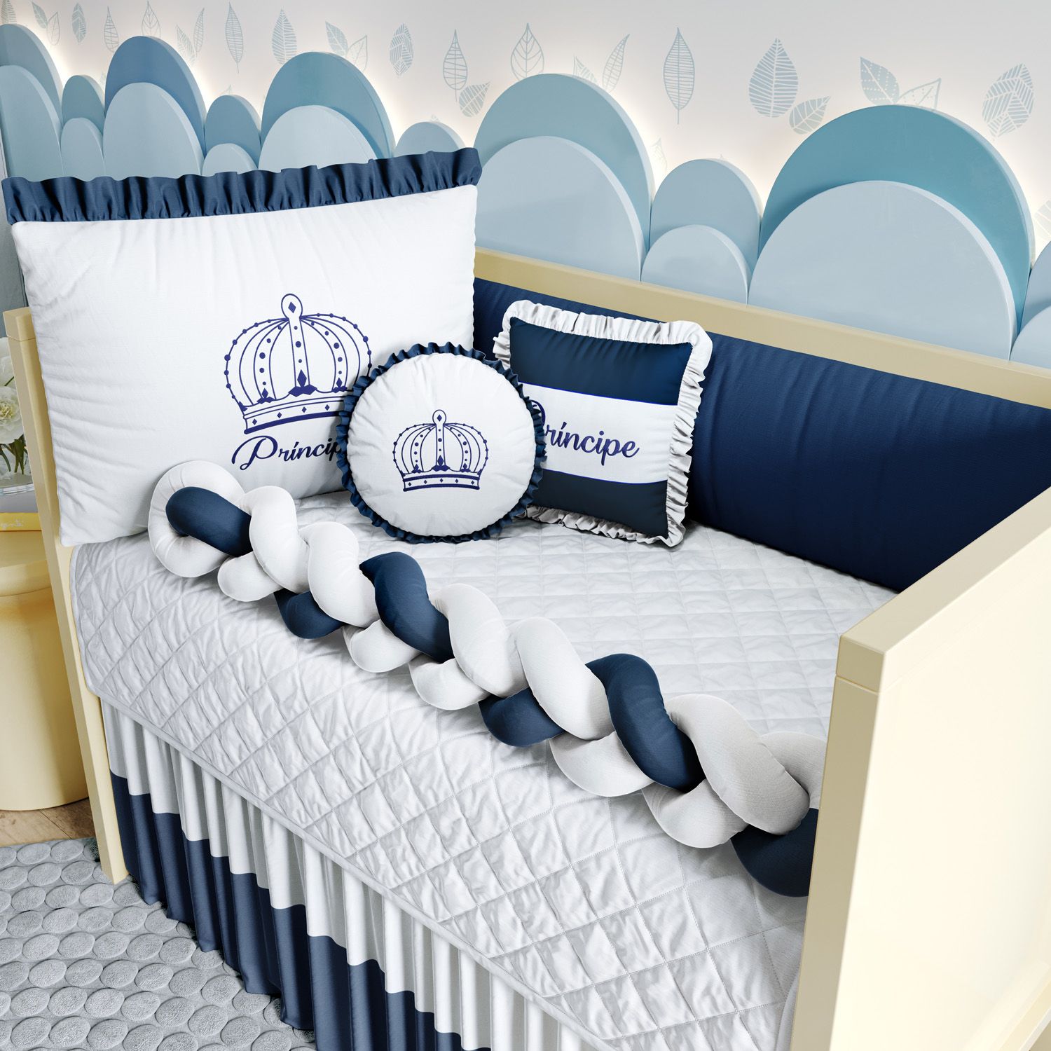 Kit Berço Trança Menina Princesa Rosa