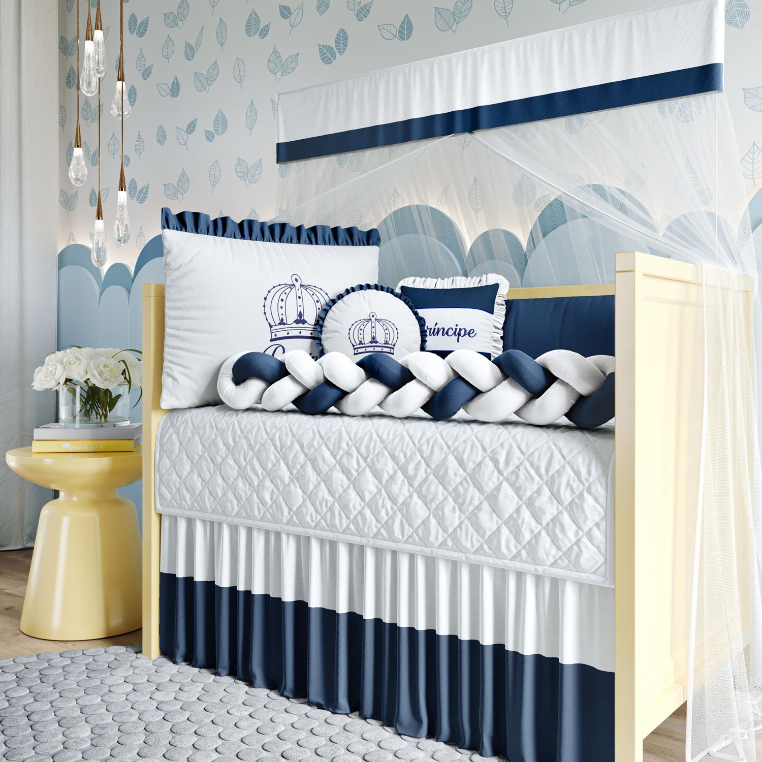 Kit Berço Trança Menina Princesa Rosa