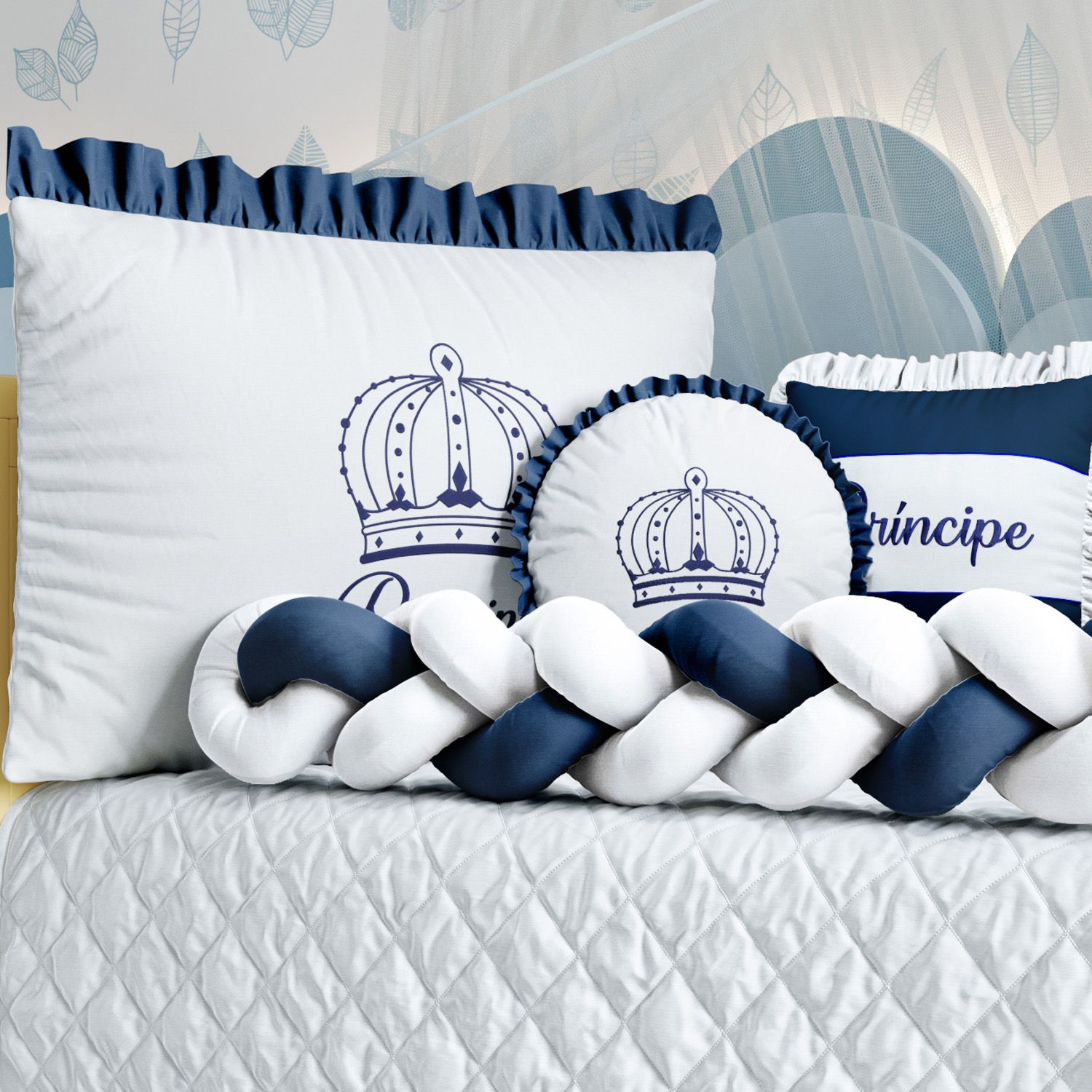 Kit Berço Trança Menina Princesa Rosa — vista alternativa