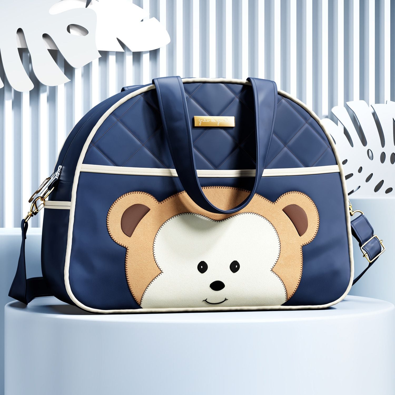 Bolsa Maternidade Amiguinho Macaquinho Branco 40cm