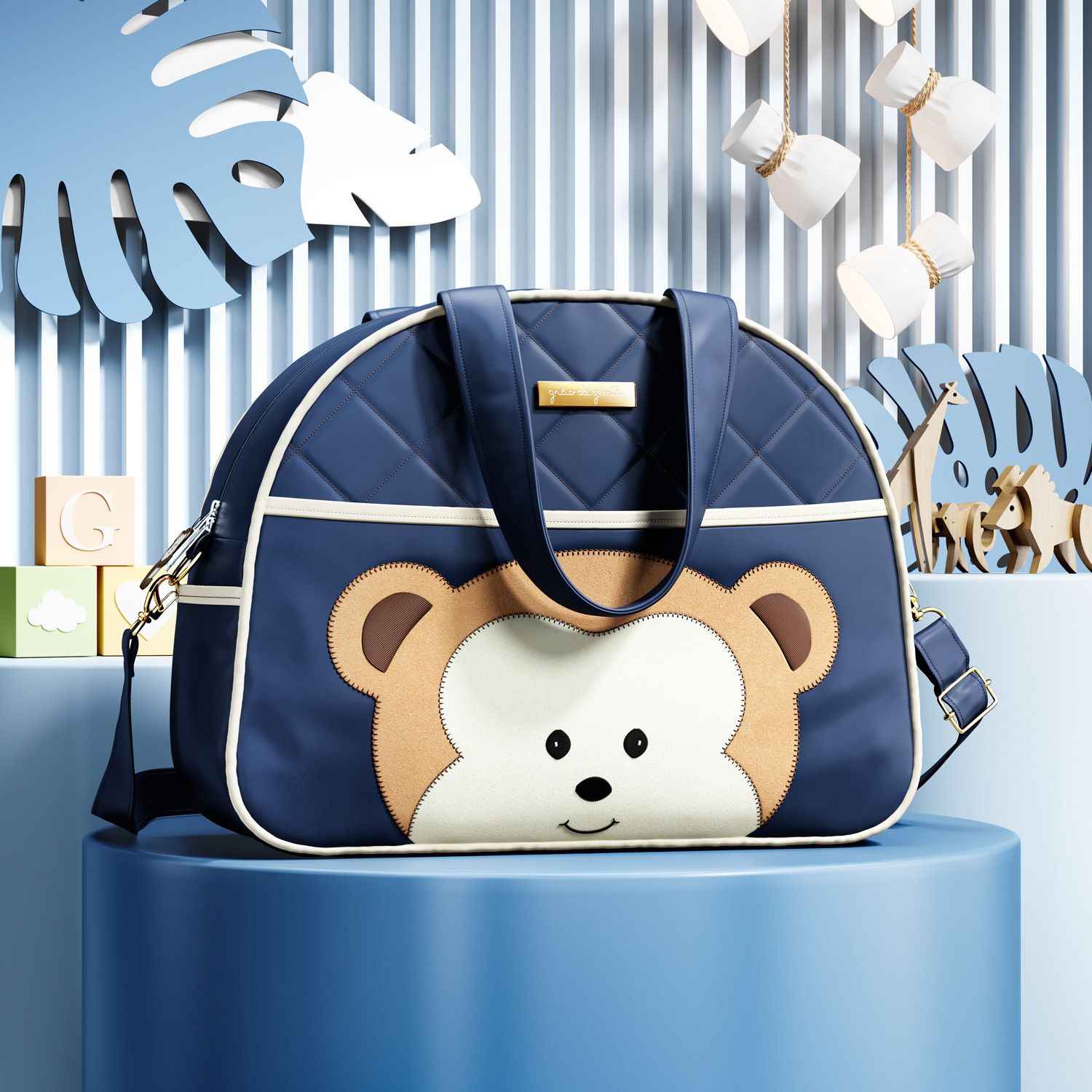 Bolsa Maternidade Amiguinho Macaquinho Branco 40cm