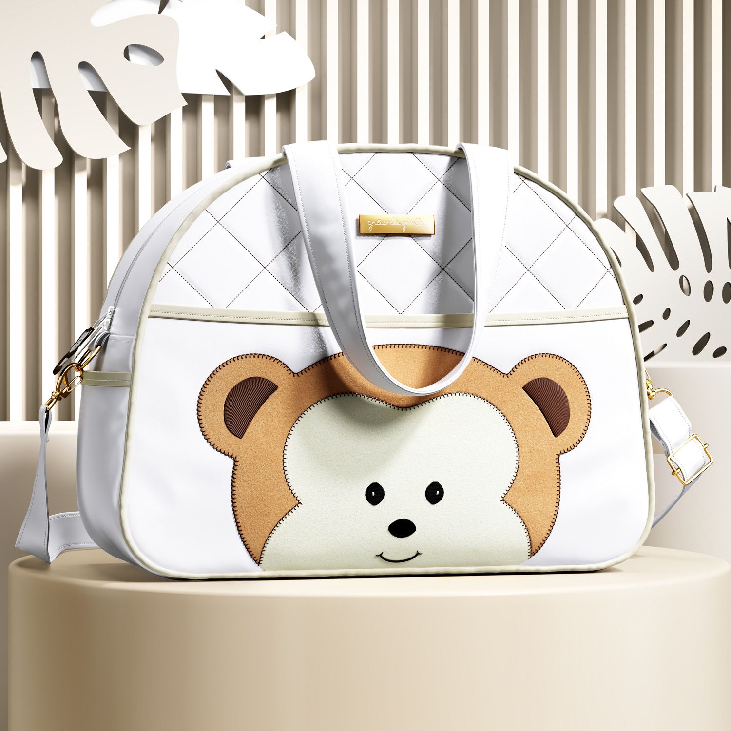 Bolsa Maternidade Amiguinho Macaquinho Branco 40cm