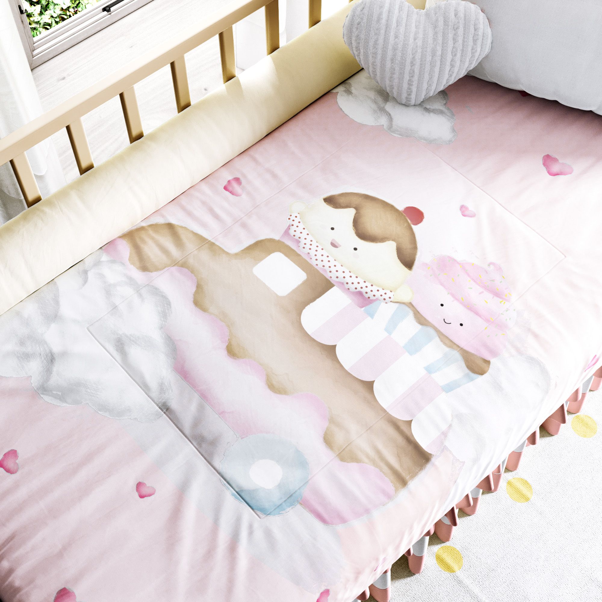 Edredom de Berço Doces Sonhos Rosa