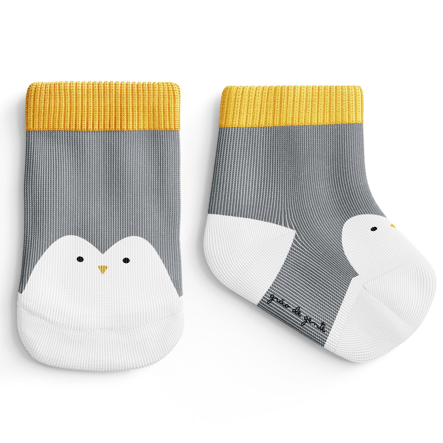 Meia Bebê Pinguim Cinza