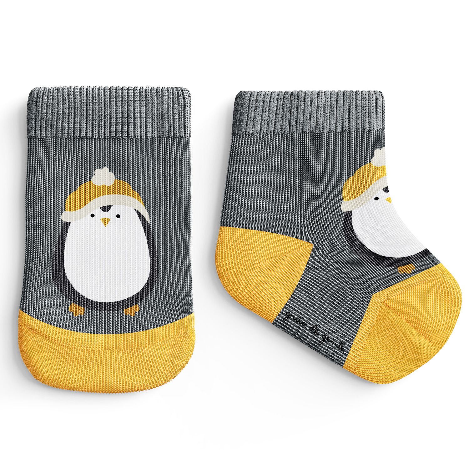 Meia Bebê Pinguim Grafite