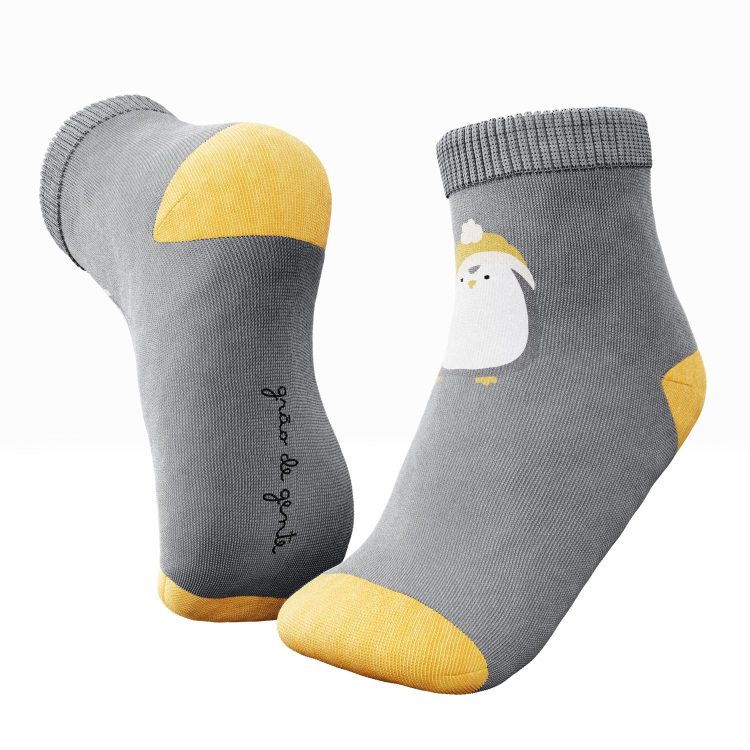 Meia Bebê Pinguim Grafite