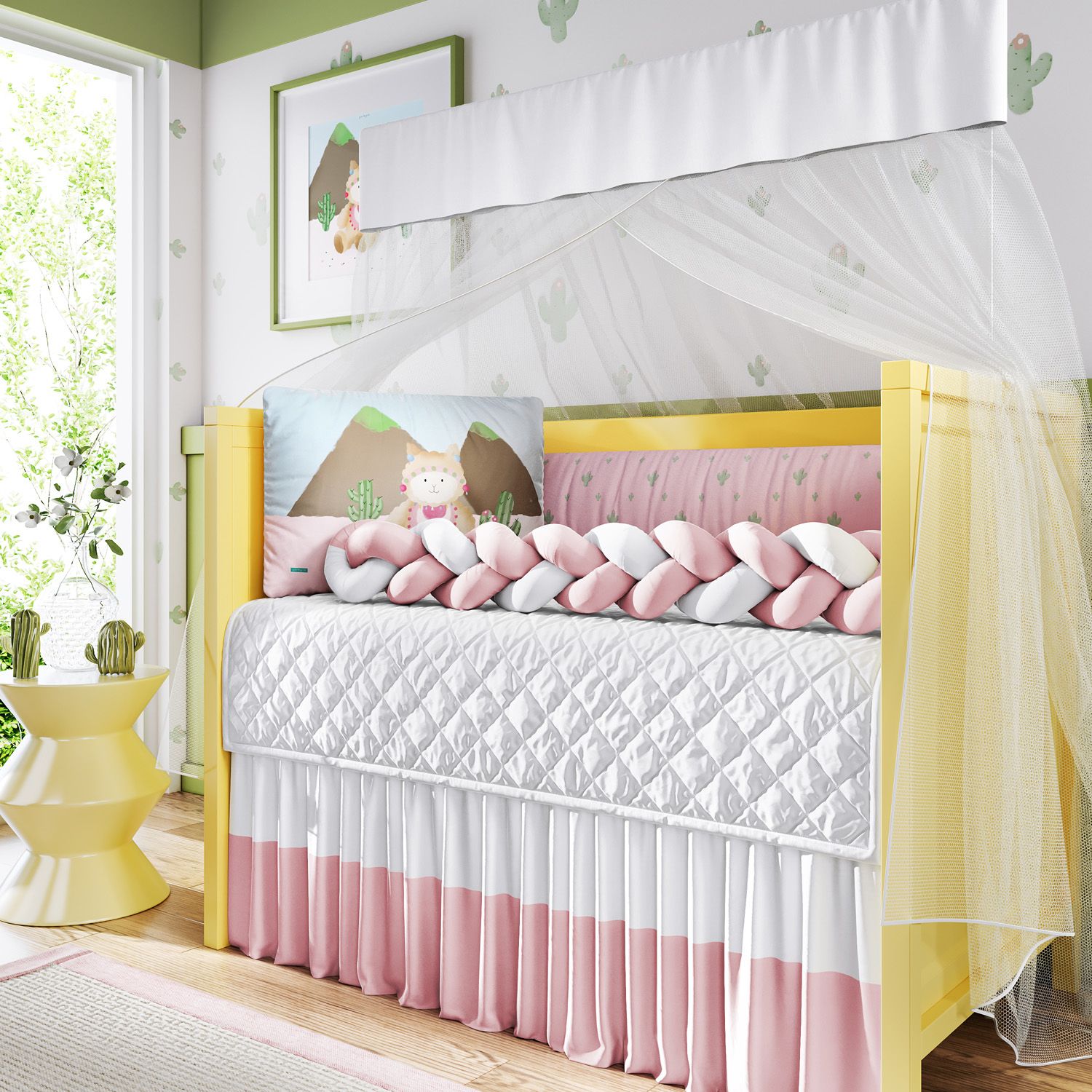 Kit Berço Trança Lhama e Cactos