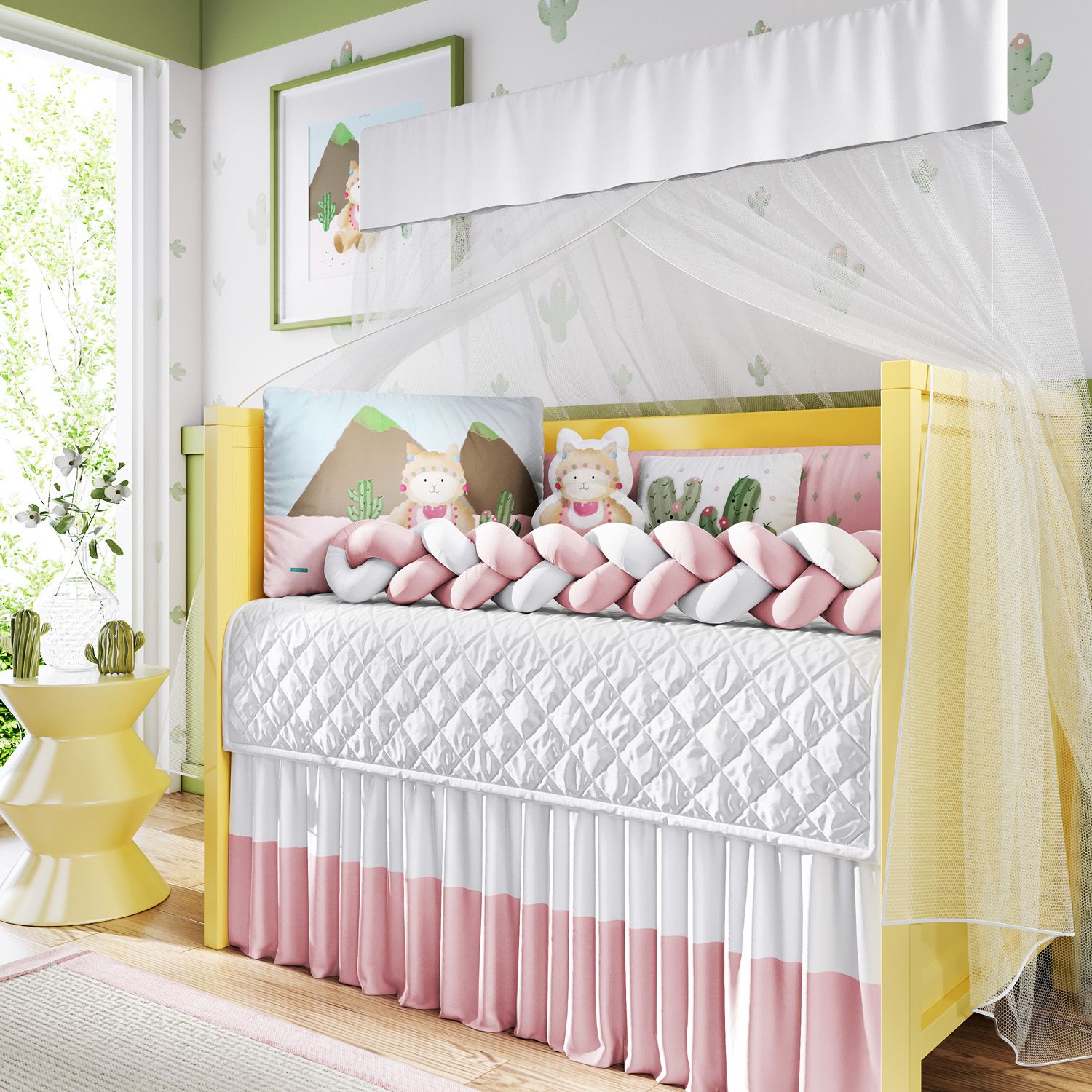 Kit Berço Trança Lhama e Cactos