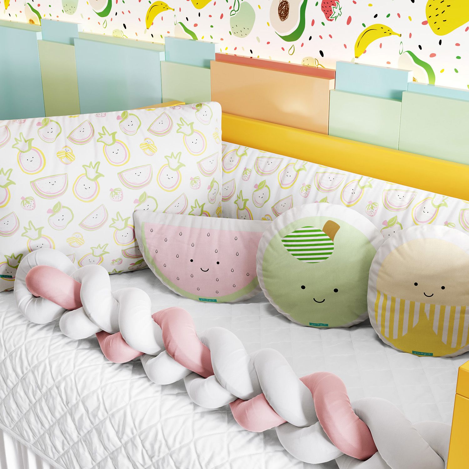 Kit Berço Trança Frutinhas Coloridas