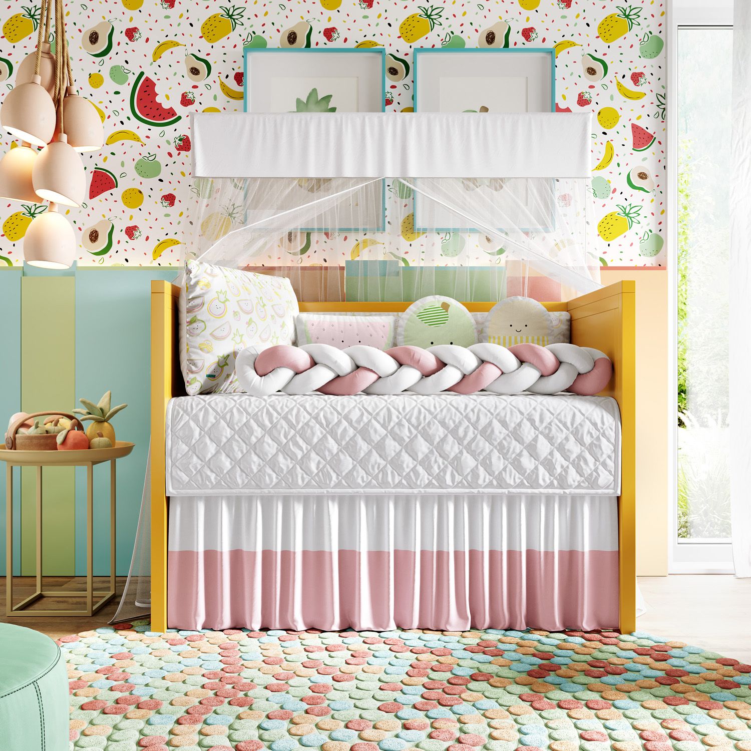 Kit Berço Trança Frutinhas Coloridas