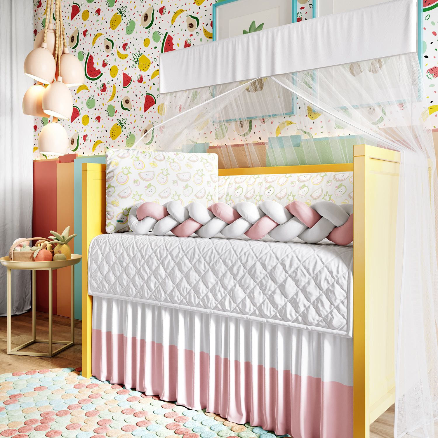 Kit Berço Trança Frutinhas Coloridas