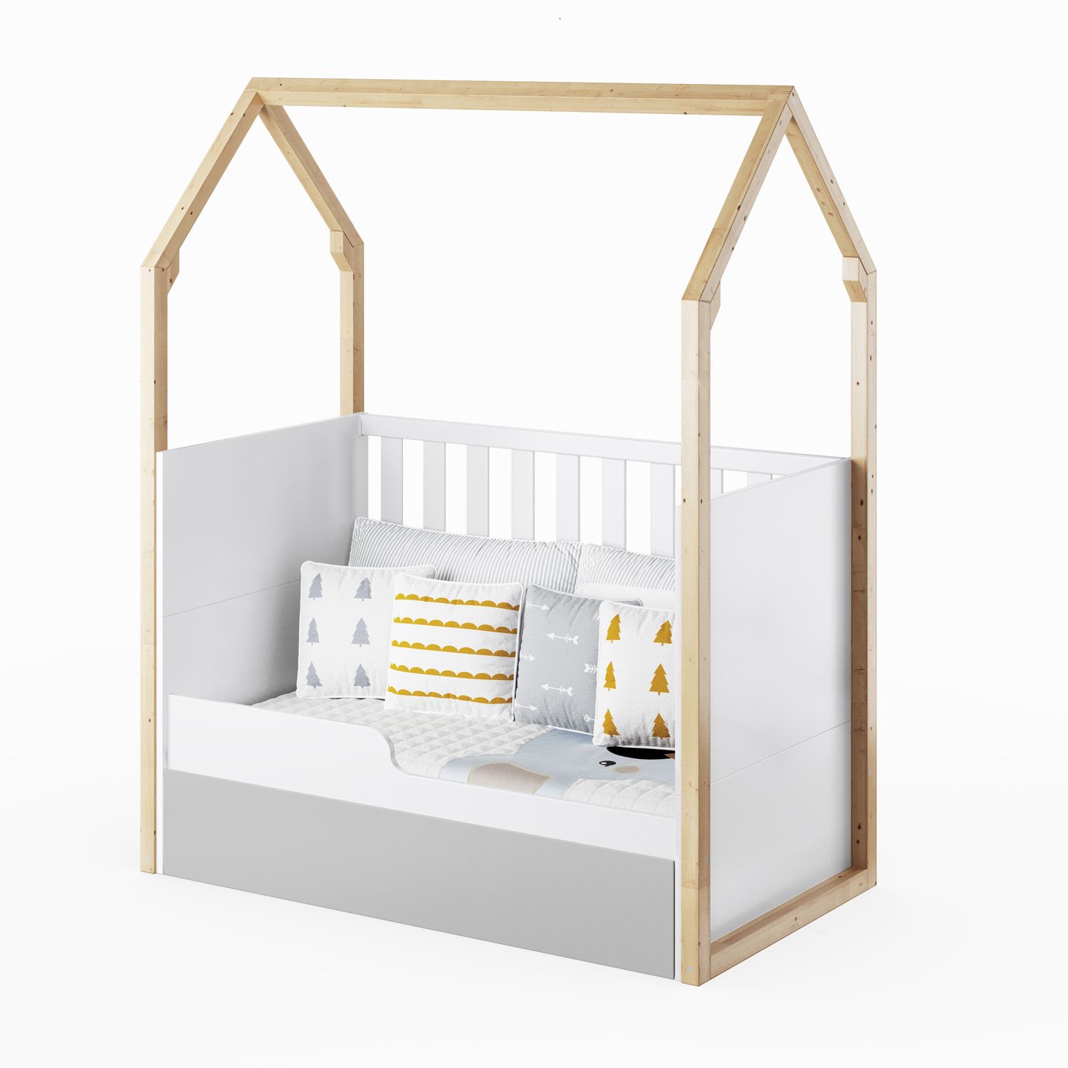 Berço Americano Madeira Casinha Aquarela