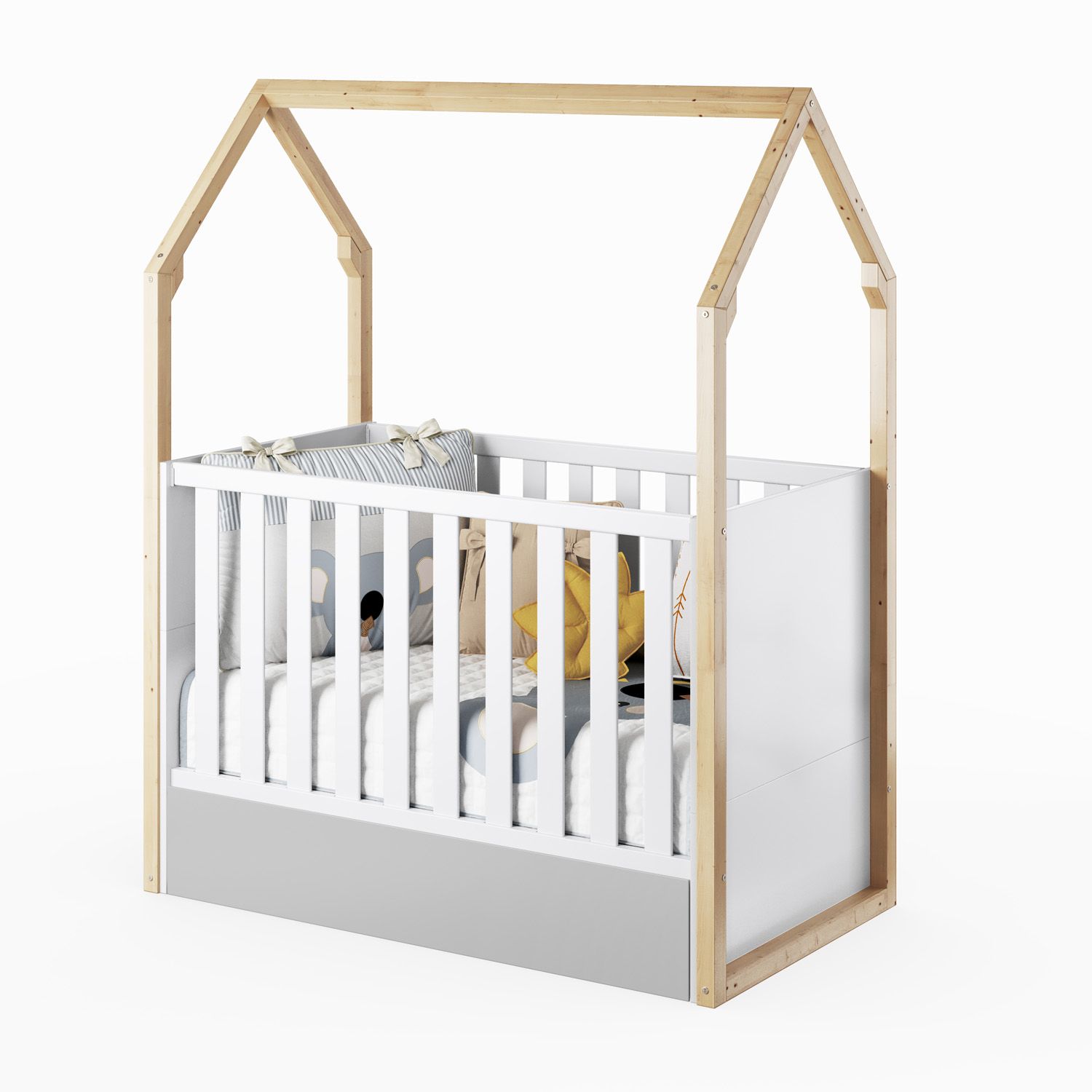 Berço Americano Madeira Casinha Aquarela