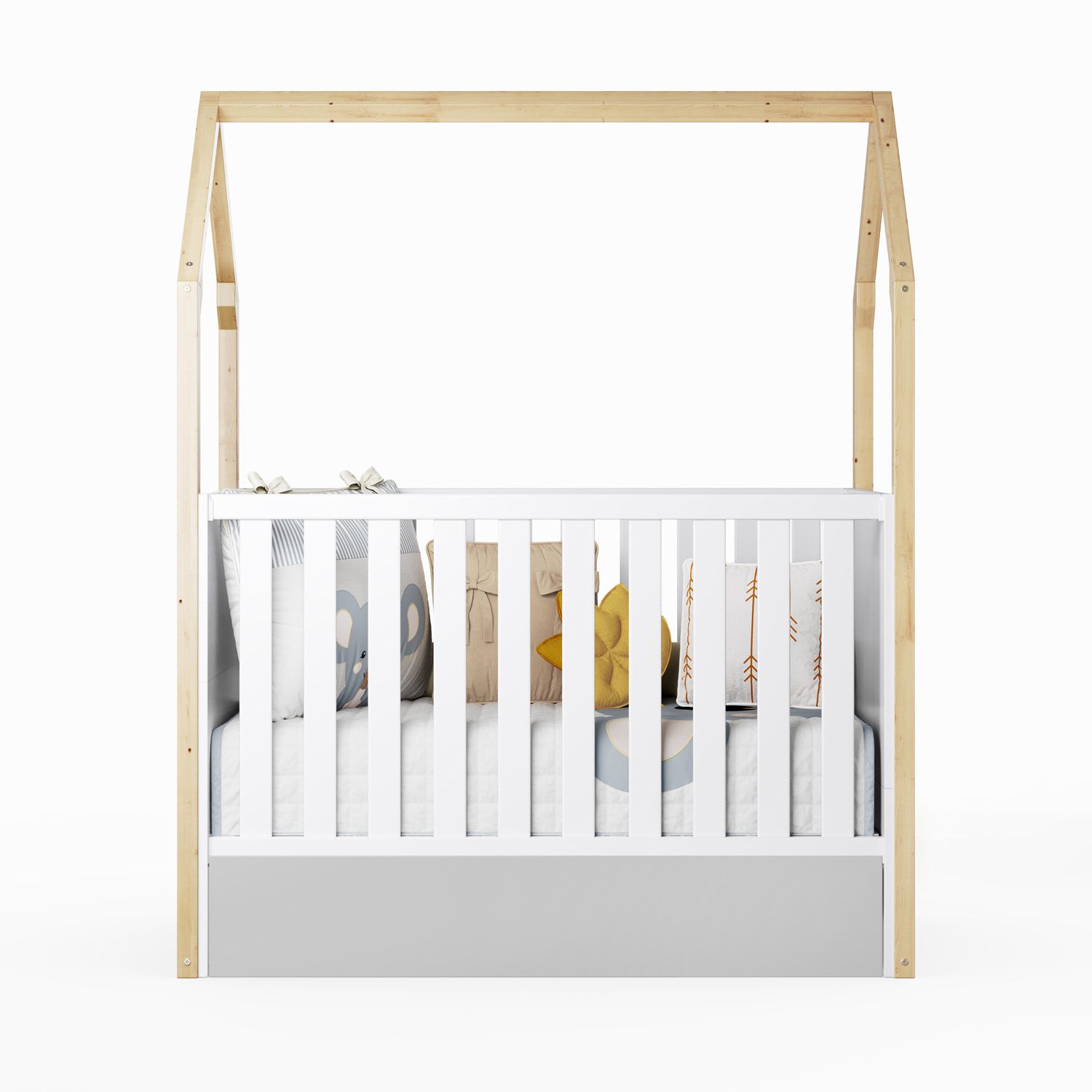 Berço Americano Madeira Casinha Aquarela