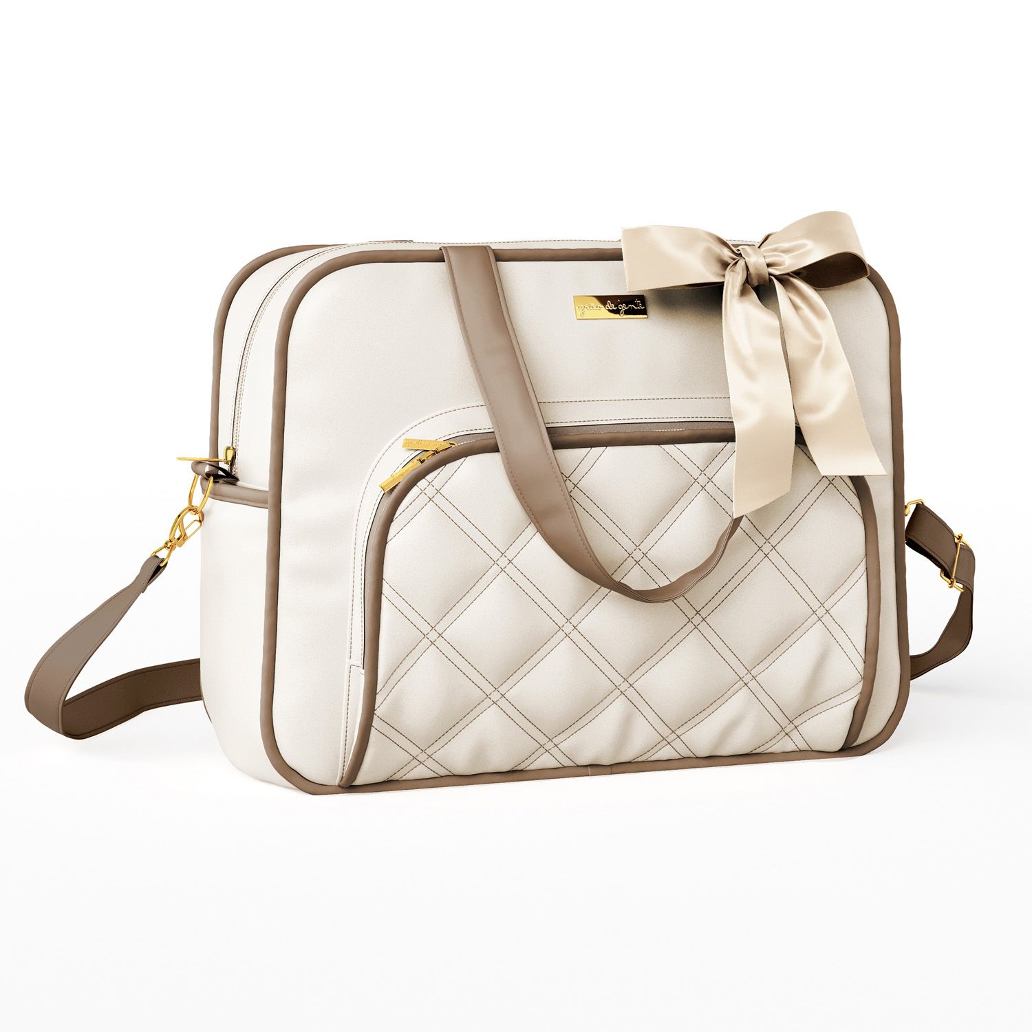 Bolsa Maternidade Luxo Azul Marinho e Bege 40cm