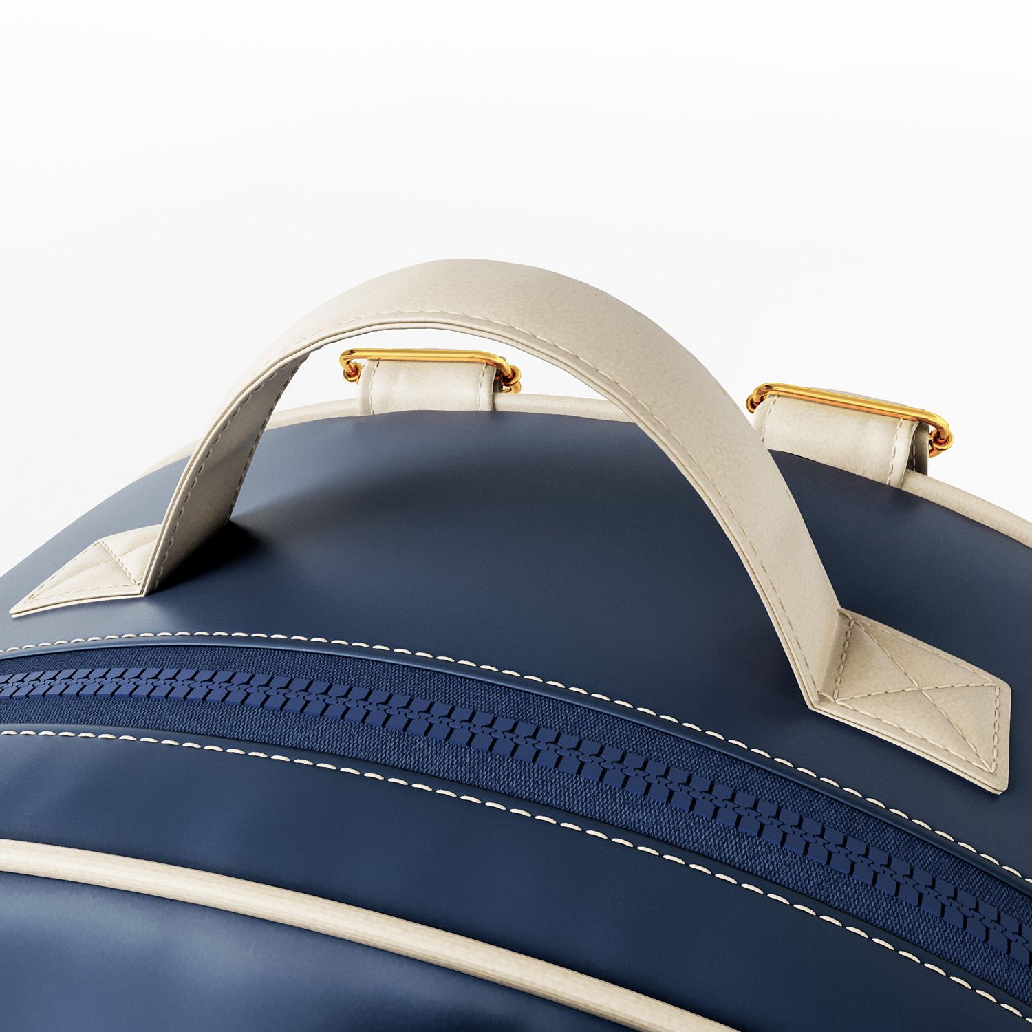 Mochila Maternidade Azul Marinho e Bege Luxo 36cm