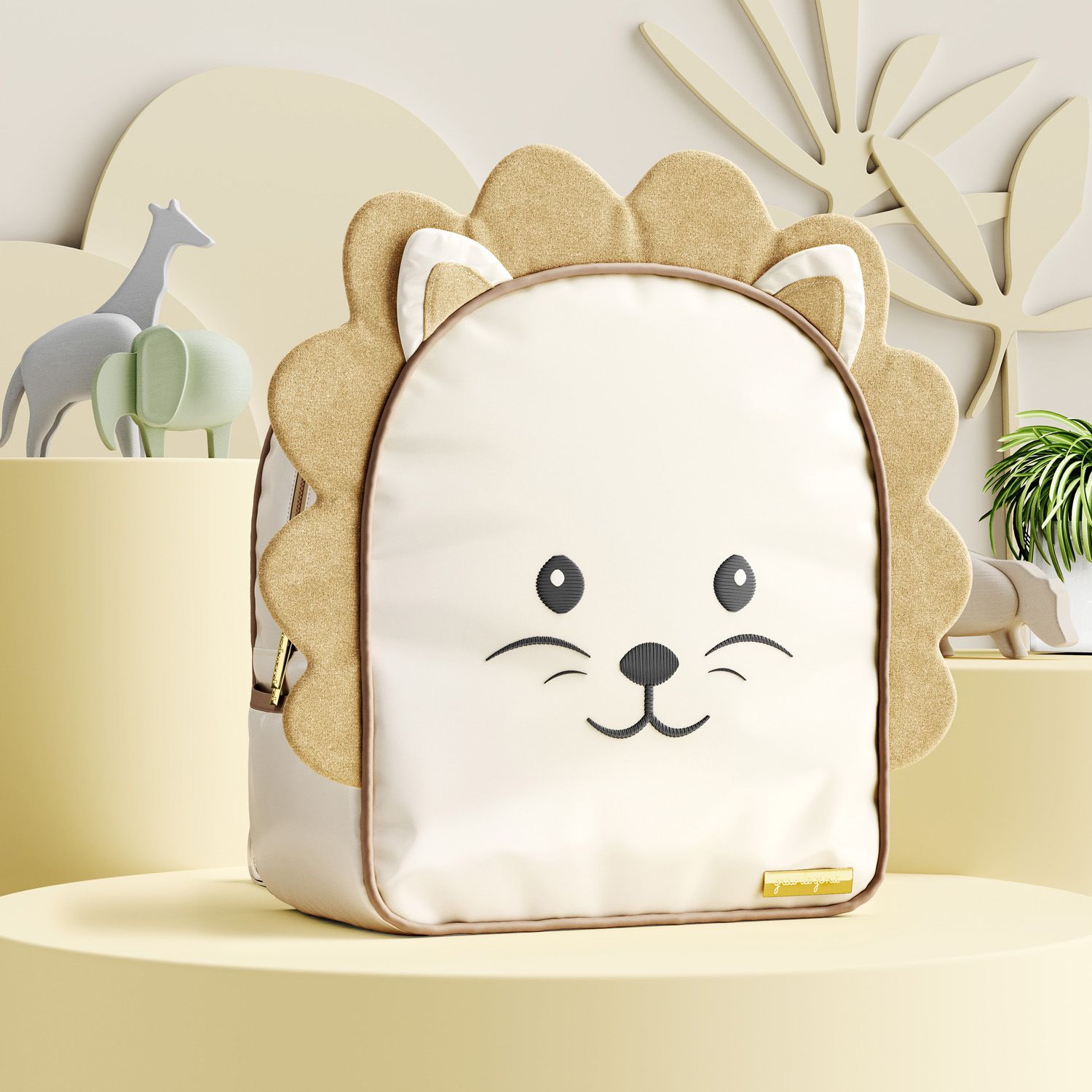 Mochila Maternidade Amiguinho Leão com Orelhinha 36cm