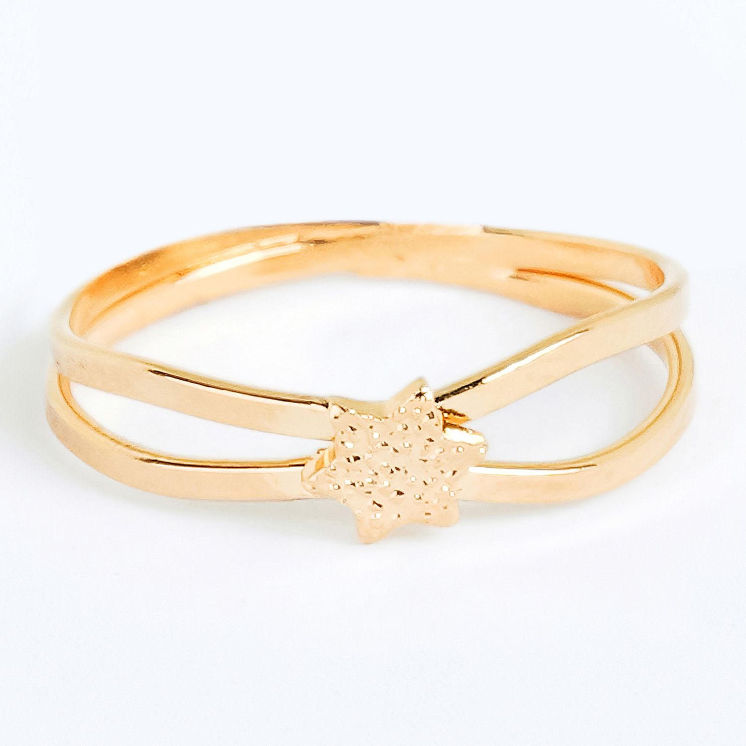 Anel Infantil Estrela com Aro Duplo Ouro