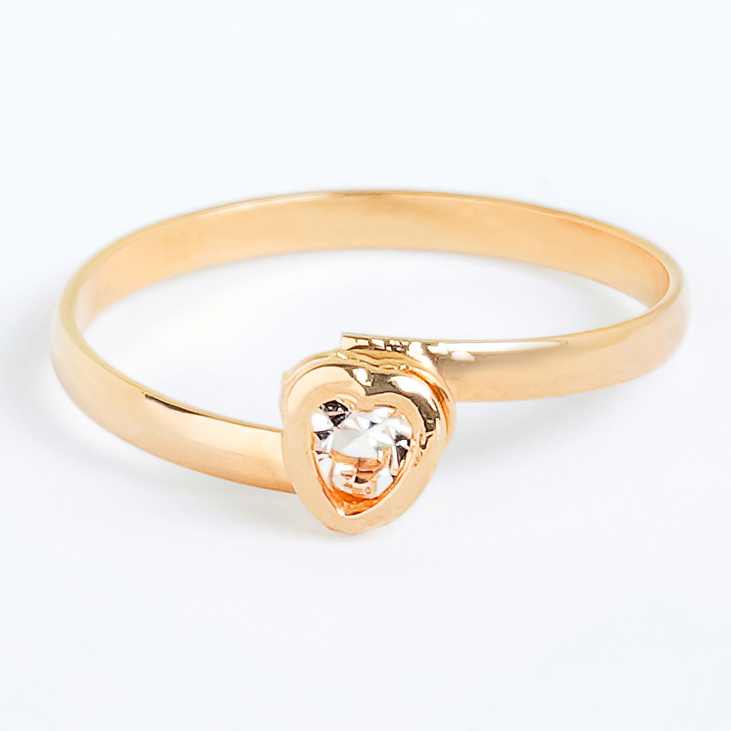 Anel Infantil Coração com Strass Ouro