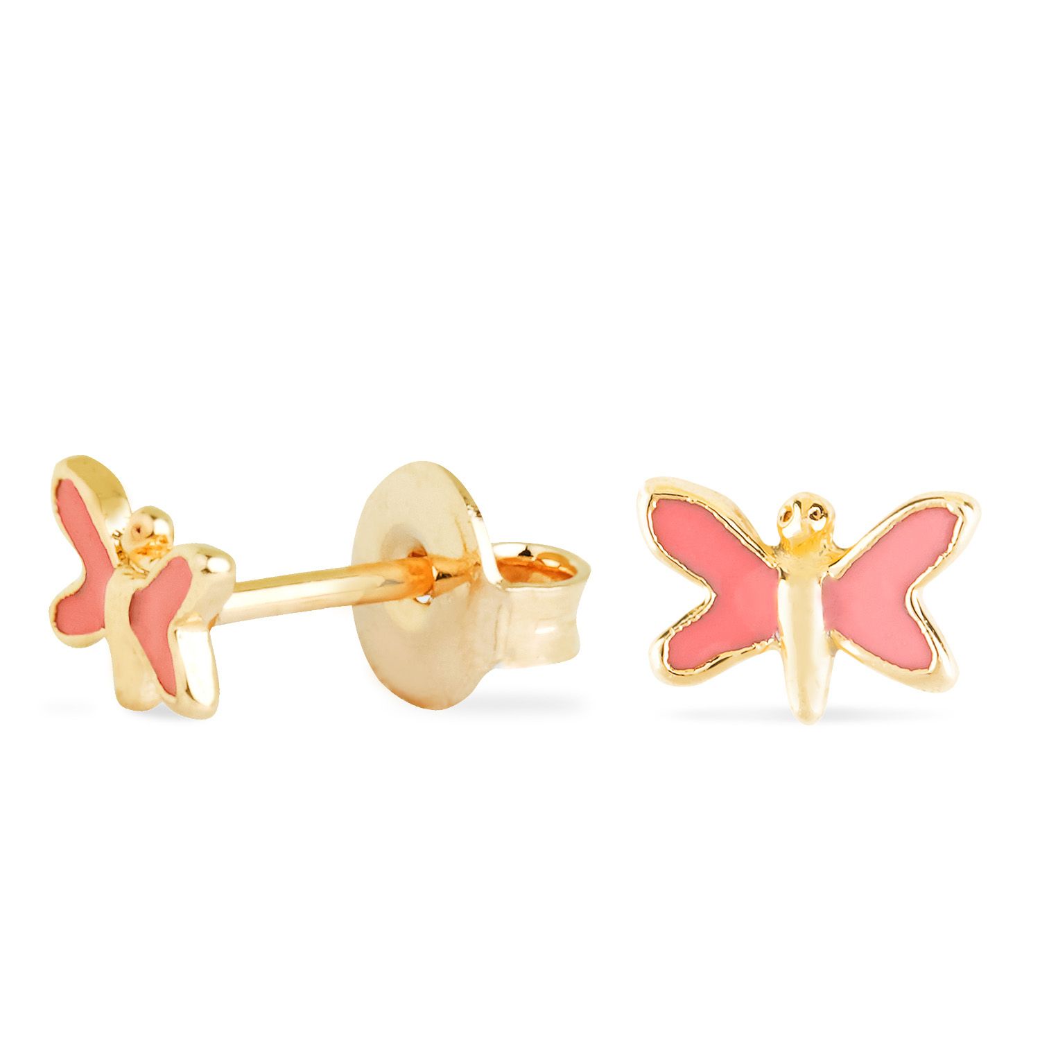 Brinco Infantil Libélula Rosa e Ouro