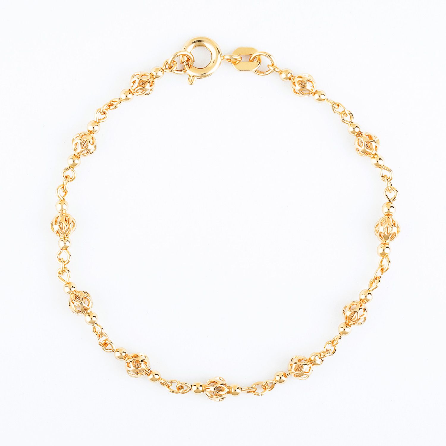 Pulseira Infantil Bolinhas Vazadas Ouro