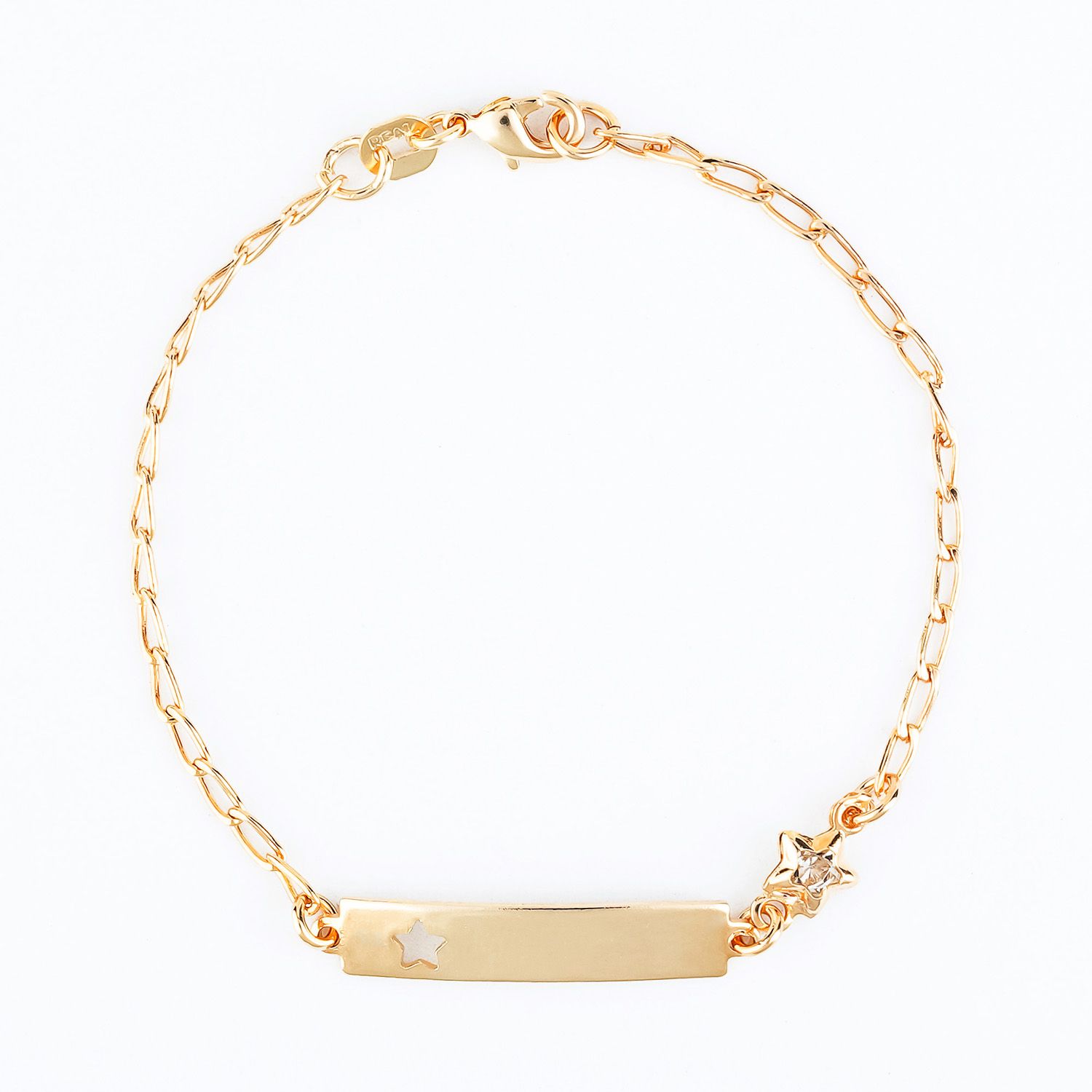 Pulseira Infantil Plaquinha Lisa Estrela Ouro