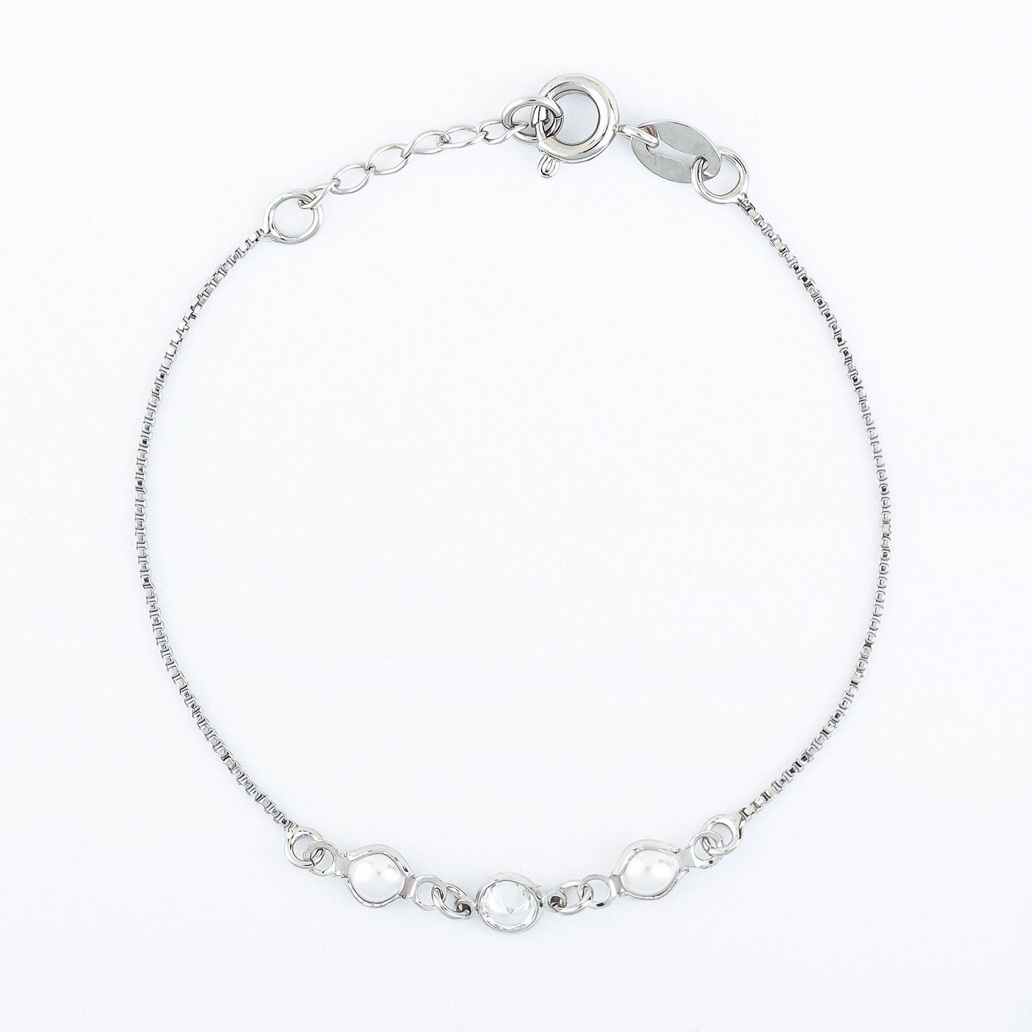 Pulseira Infantil Pérola e Zircônia Ródio