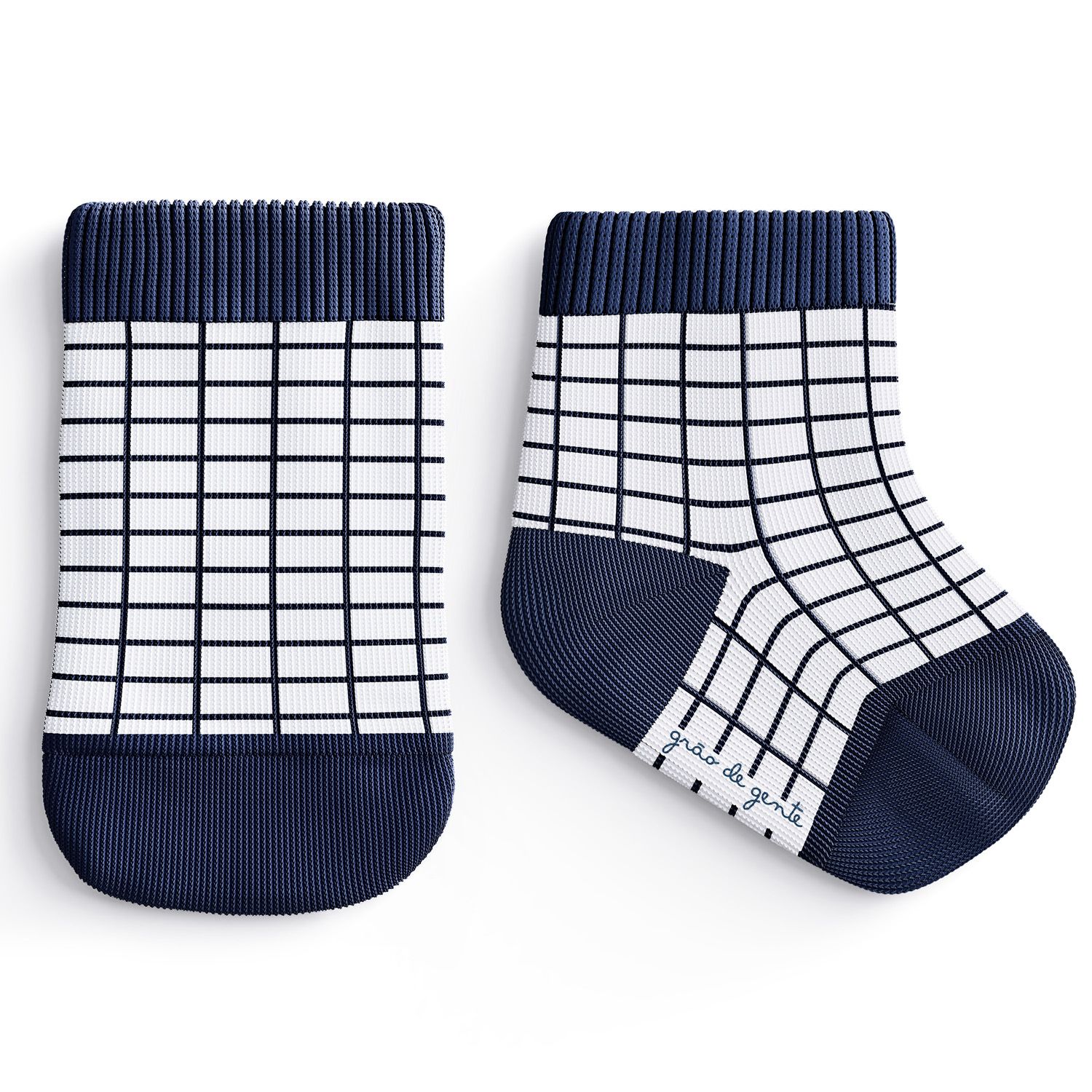Meia Bebê Grid Azul Marinho