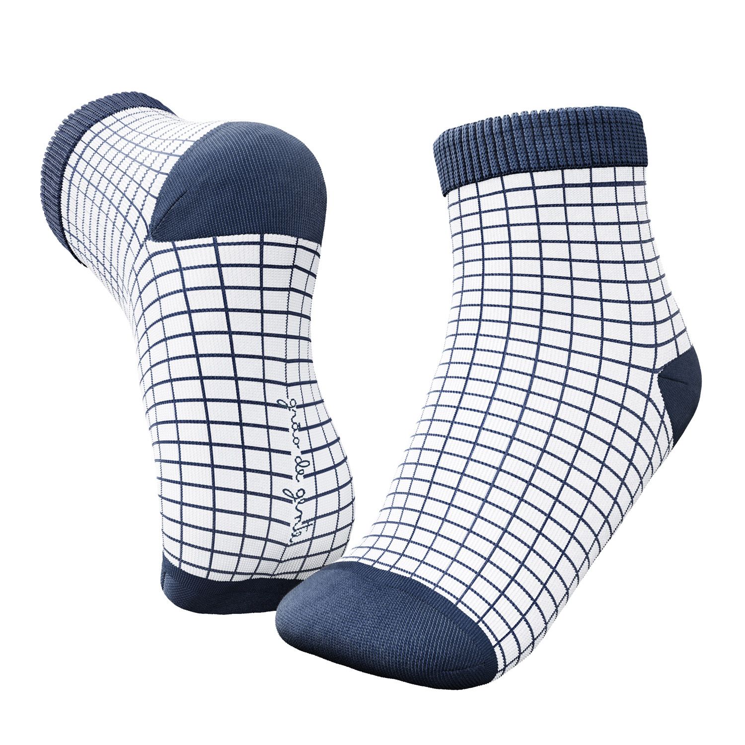 Meia Bebê Grid Azul Marinho