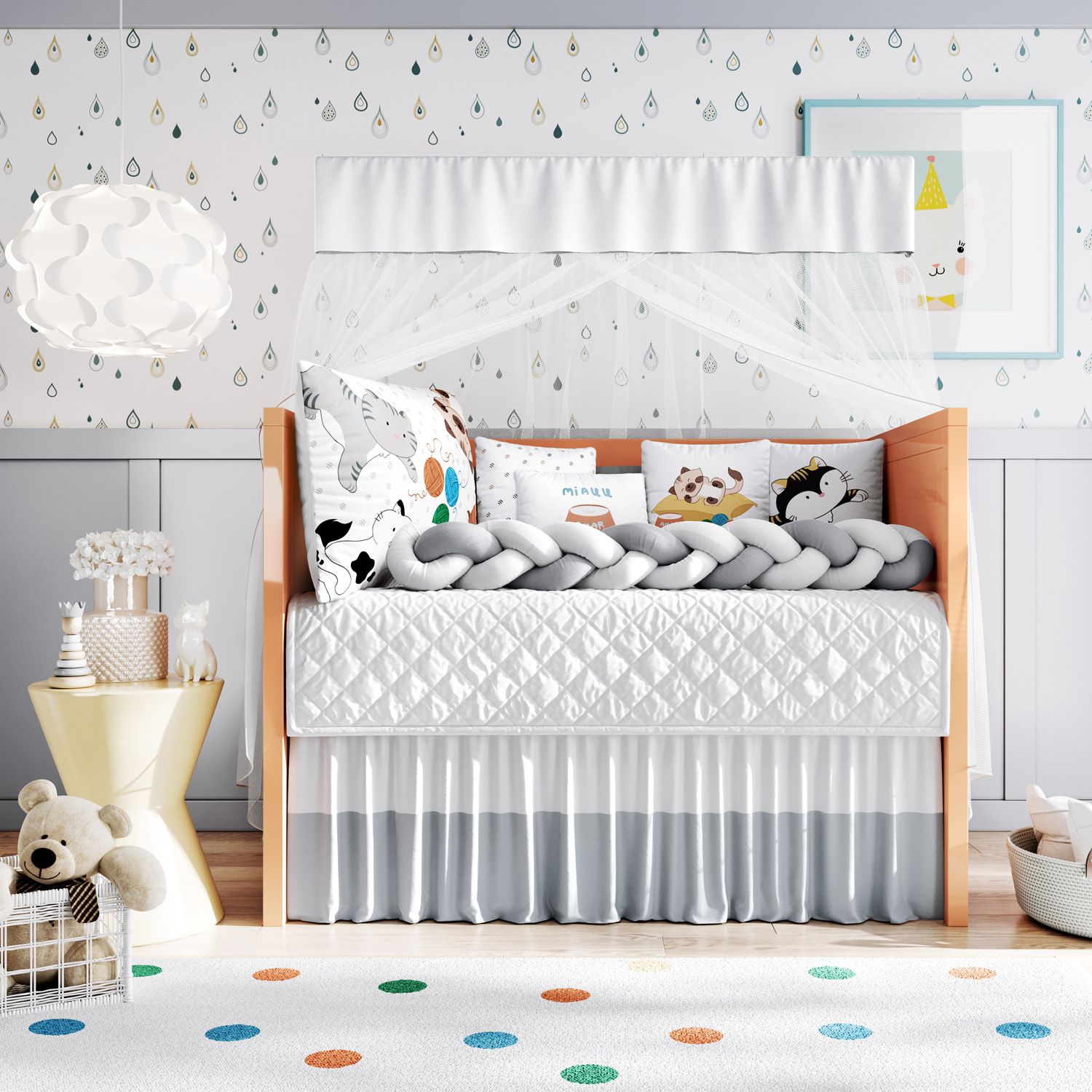 Kit Berço Trança Gatinhos