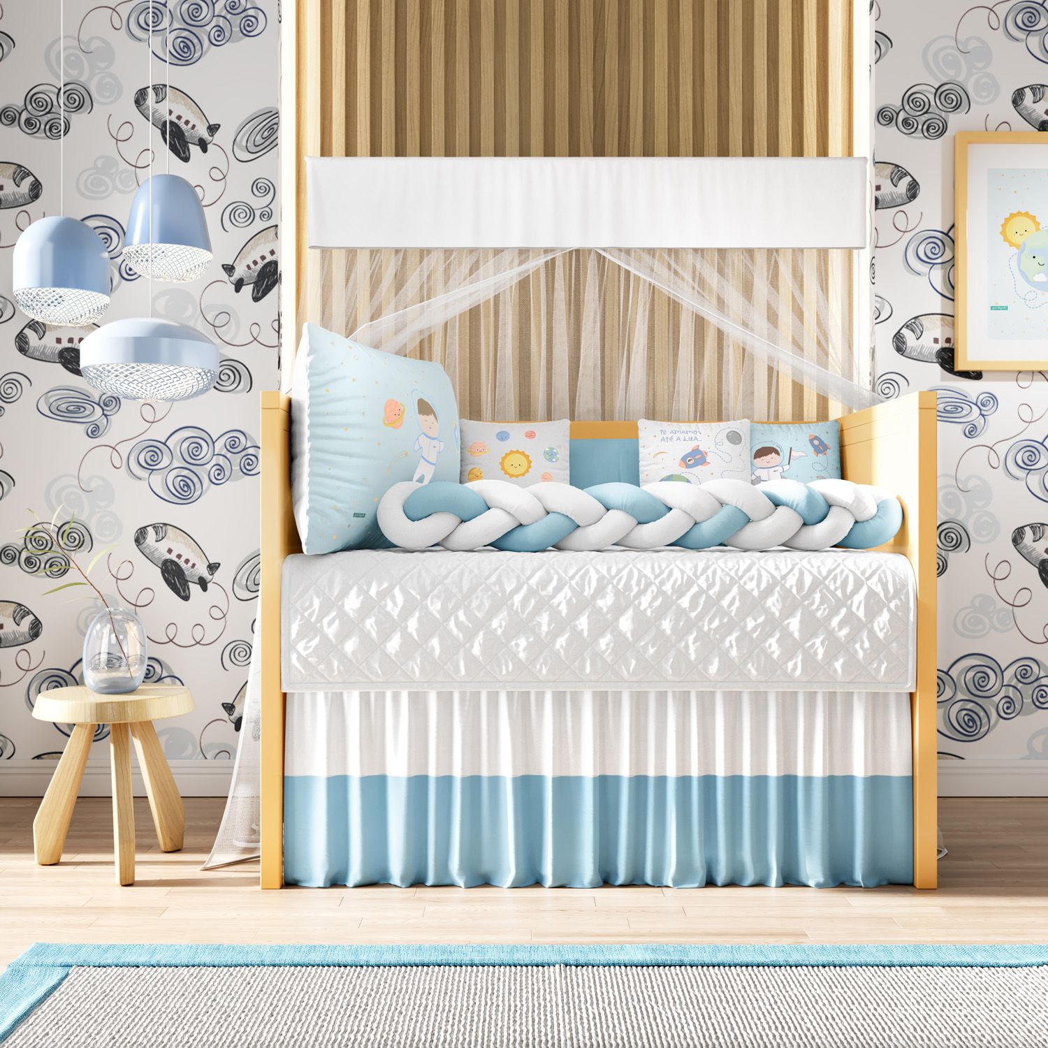 Kit Berço Trança Menino Astronauta