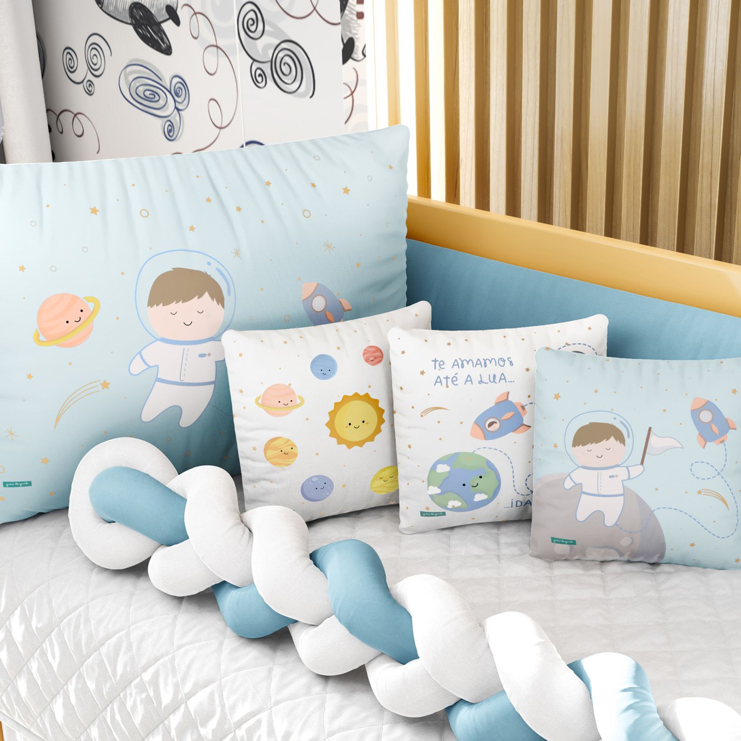 Kit Berço Trança Menino Astronauta