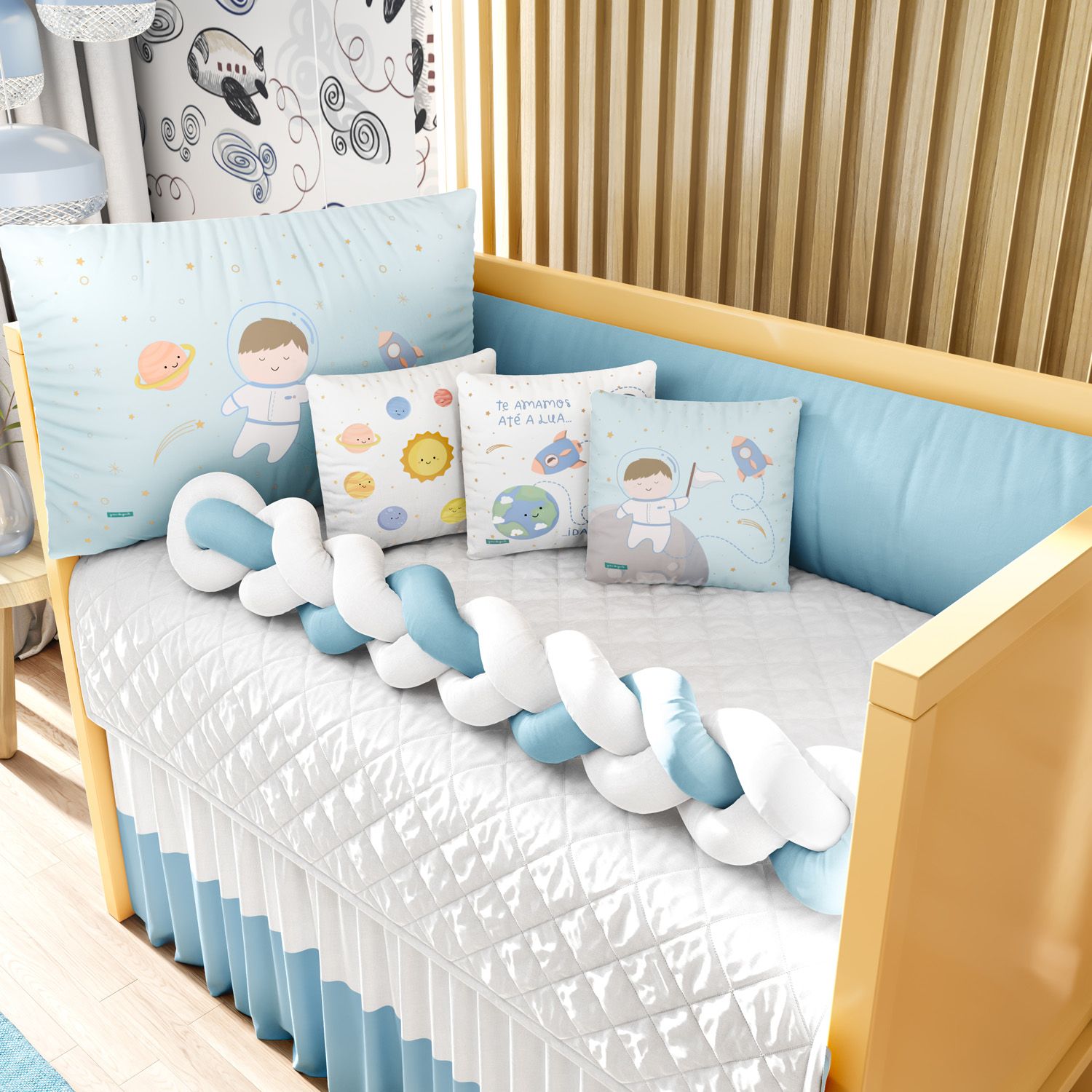 Kit Berço Trança Menino Astronauta