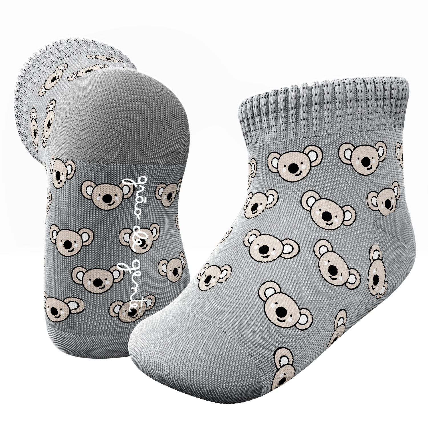 Kit Meia Tal Pai Tal Filhos Trocapé Coala Cinza e Branco 6 Pares Tam 13/20, 25/28 e 39/43