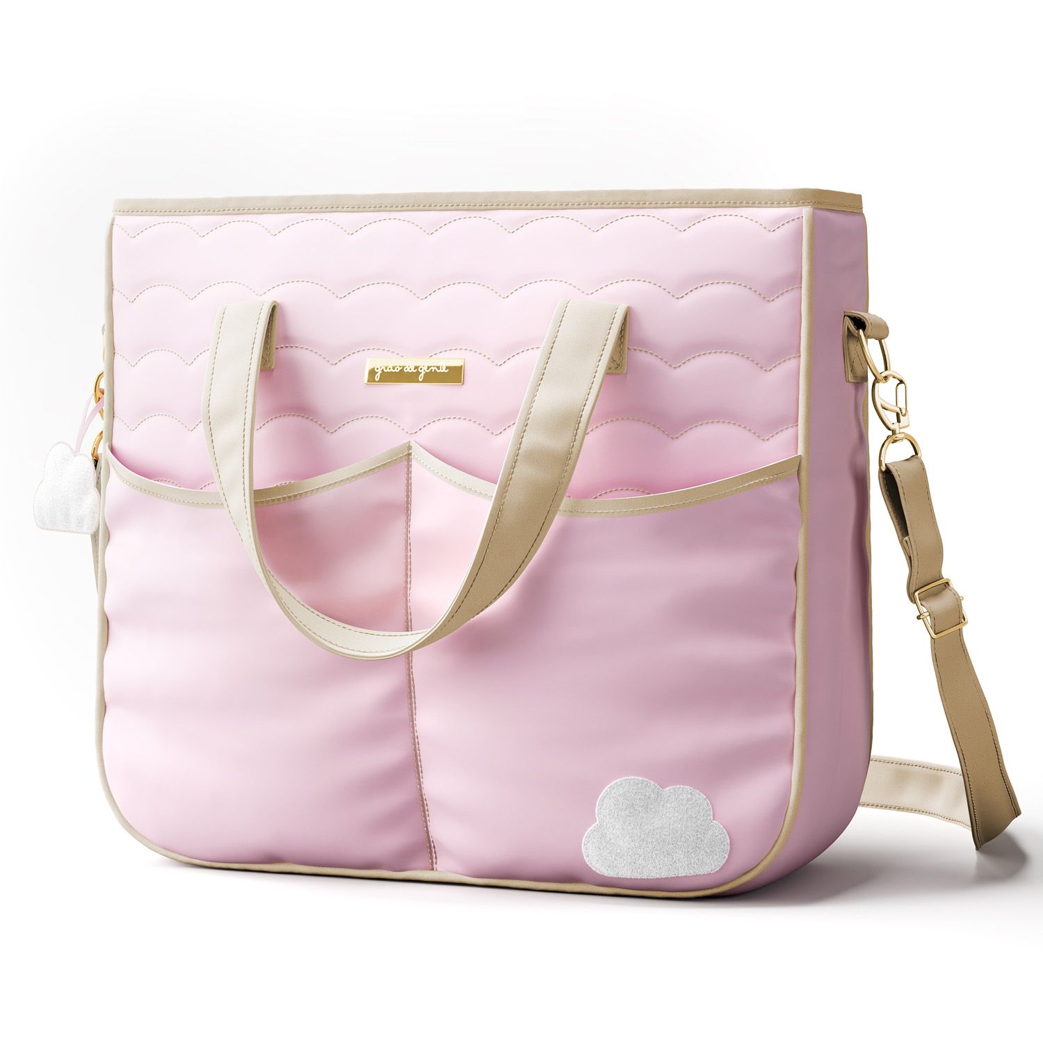 Bolsa Maternidade Tote Nuvem Rosa 37cm