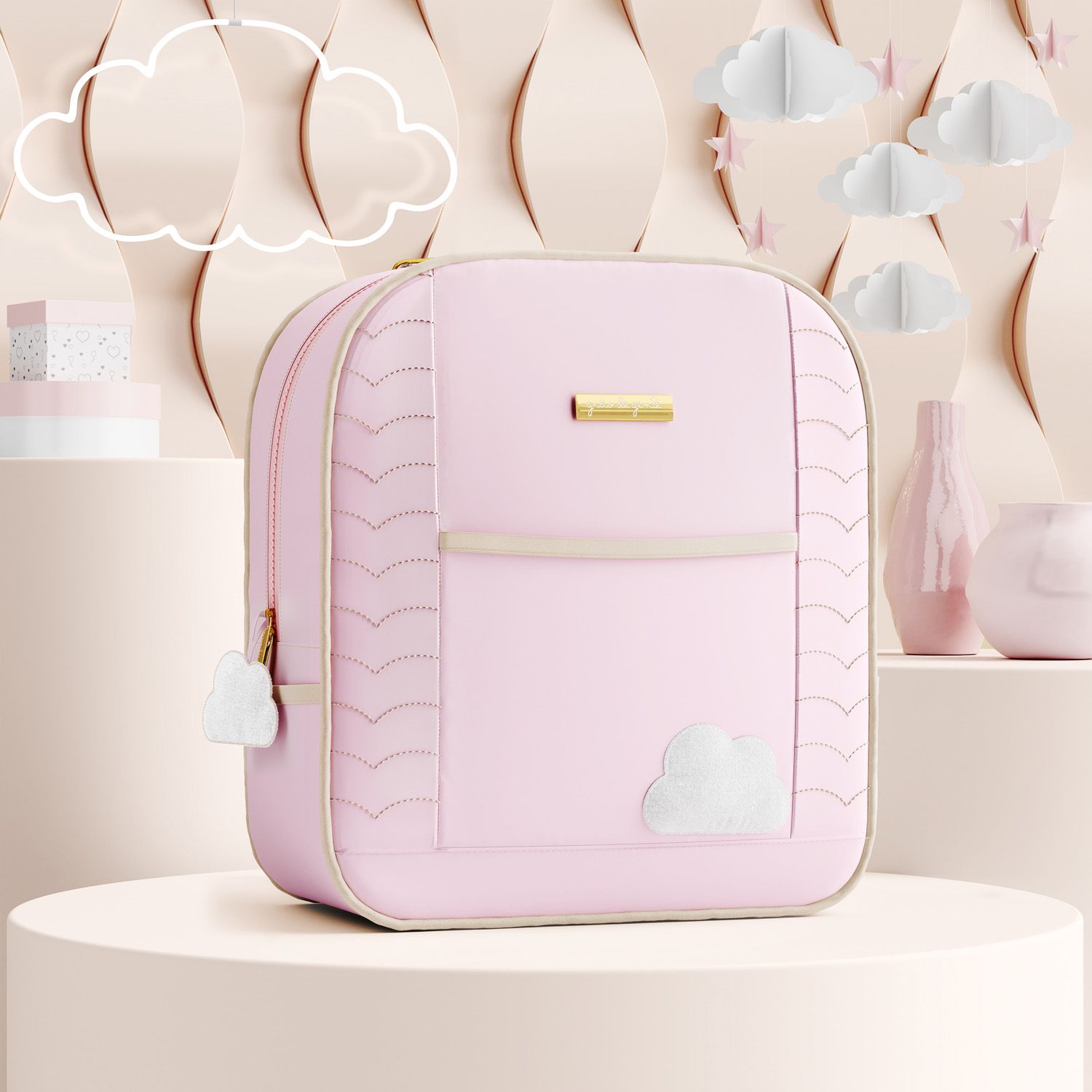 Mochila Maternidade Nuvem Rosa 36cm