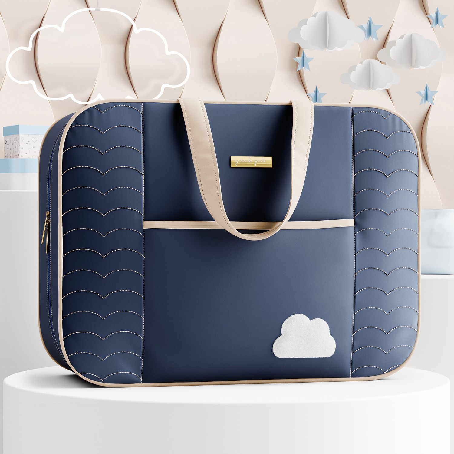 Mala Maternidade Nuvem Rosa 48cm