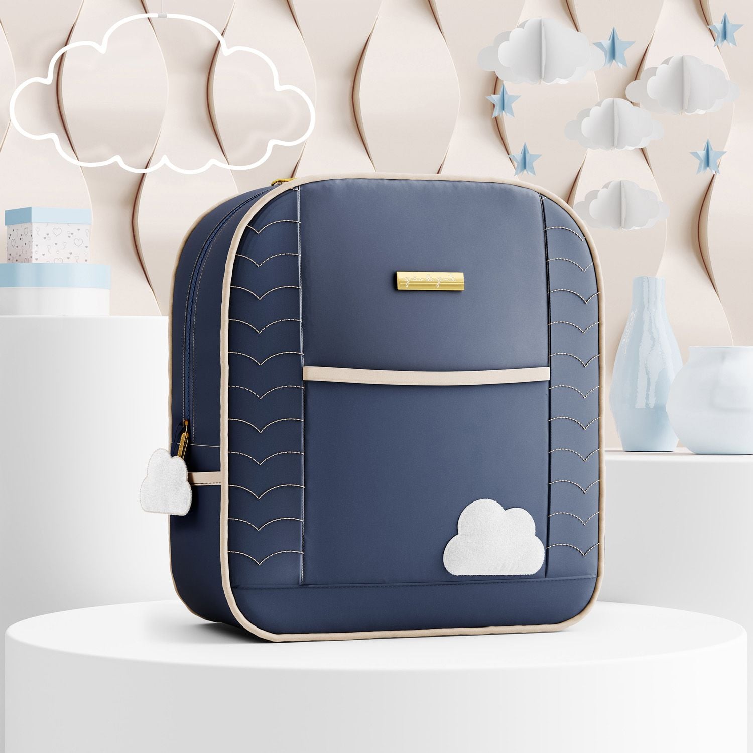 Mochila Maternidade Nuvem Rosa 36cm