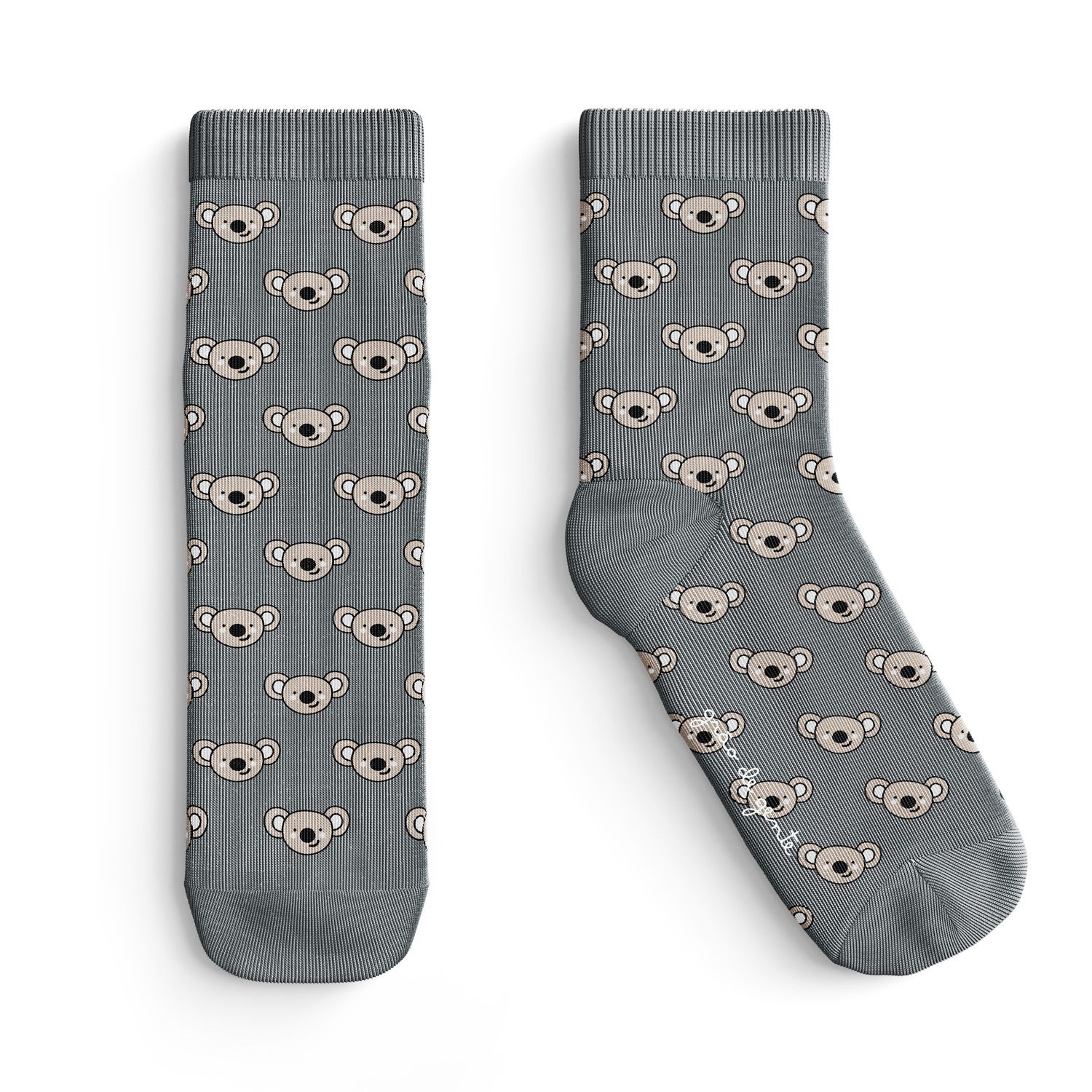 Kit Meia Bebê Tal Pai Tal Filho Trocapé Coala e Folhas Cinza 4 Pares Tam 13/20 e 39/43