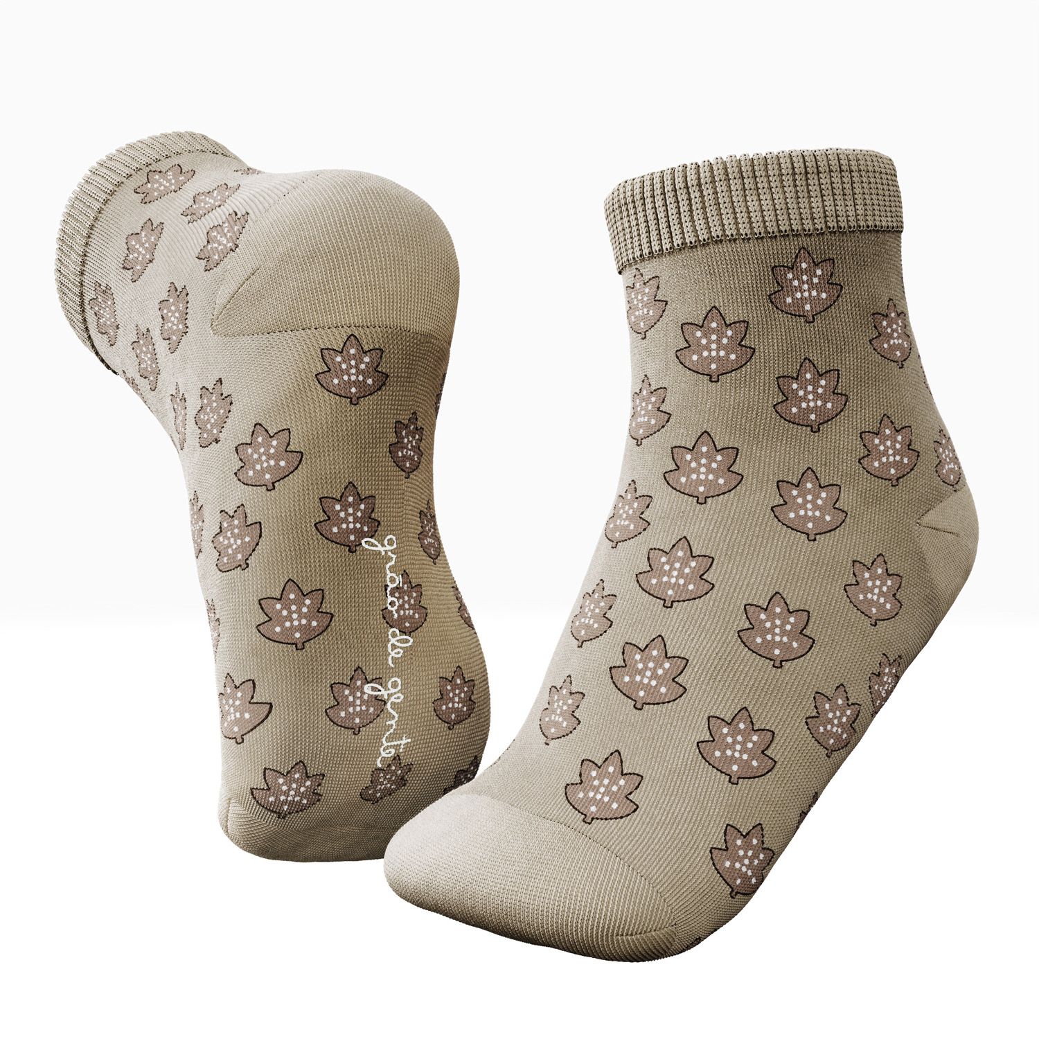 Kit Meia Tal Pai Tal Filhos Trocapé Coala e Folhas Cinza 6 Pares Tam 13/20, 25/28 e 39/43