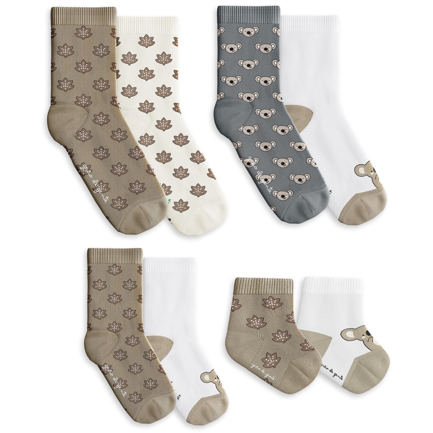 Kit Meia Trocapé Família Coala 8 Pares