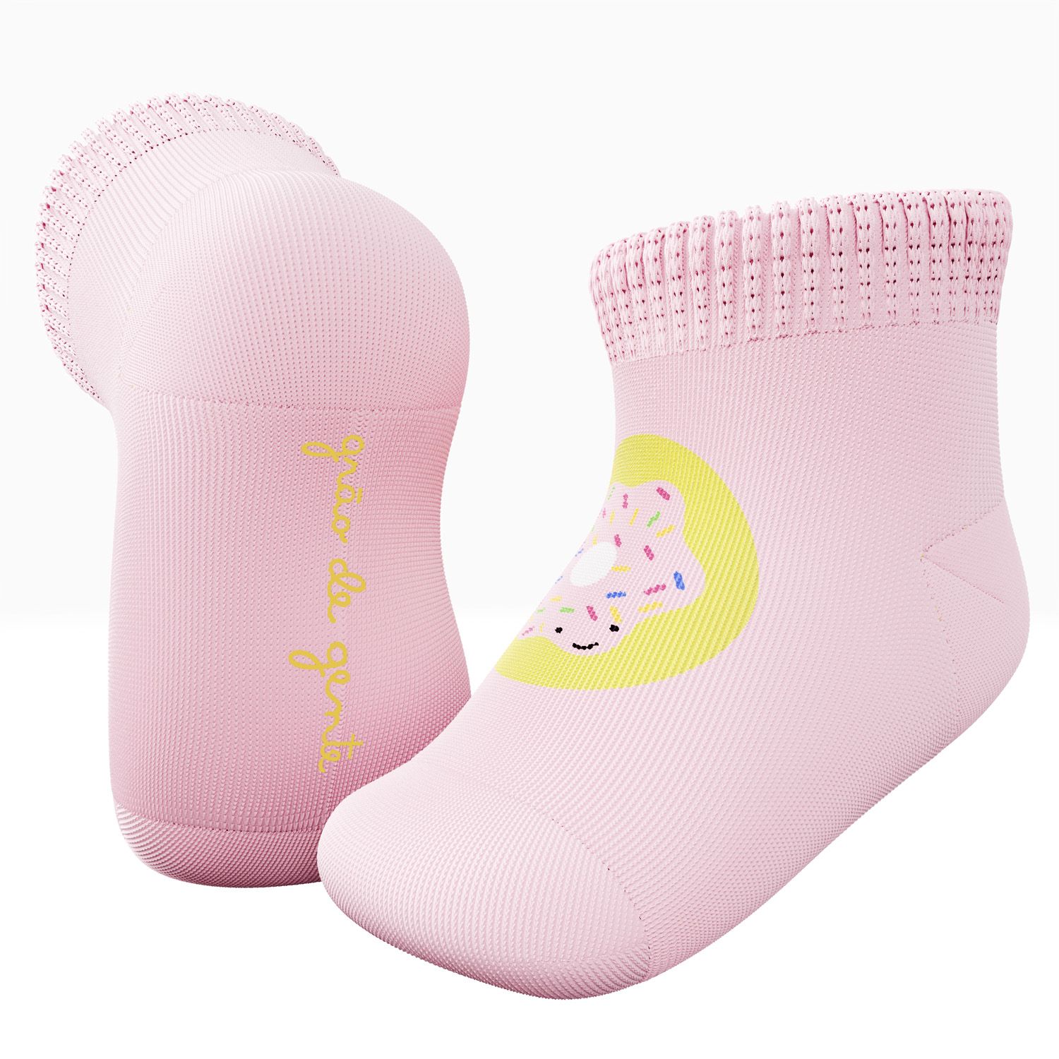 Kit Meia Bebê Família Trocapé Pirulito e Donuts Rosa e Azul 4 Pares