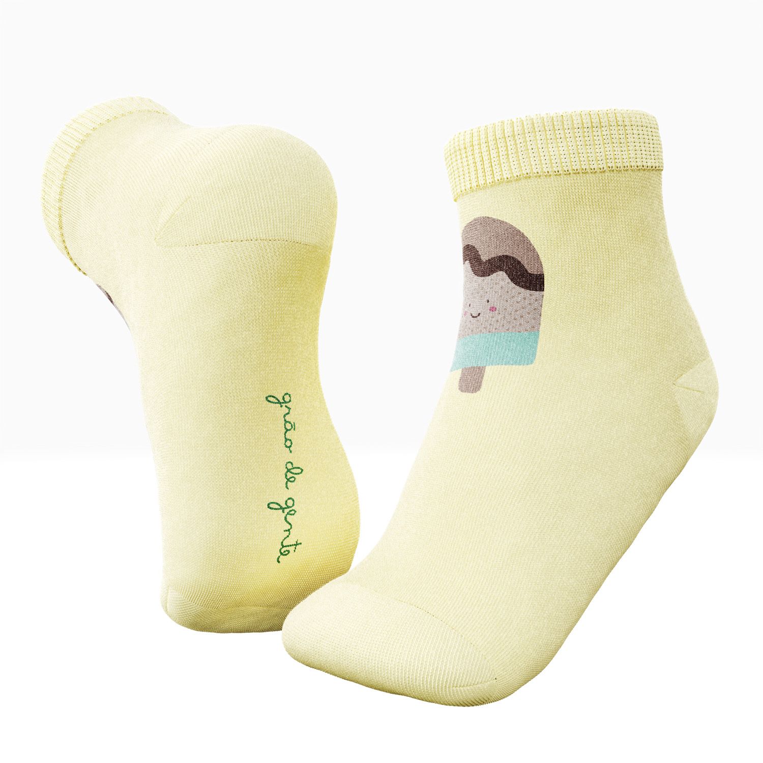 Kit Meia Infantil Família Trocapé Picolé e Donuts Azul e Rosa 4 Pares