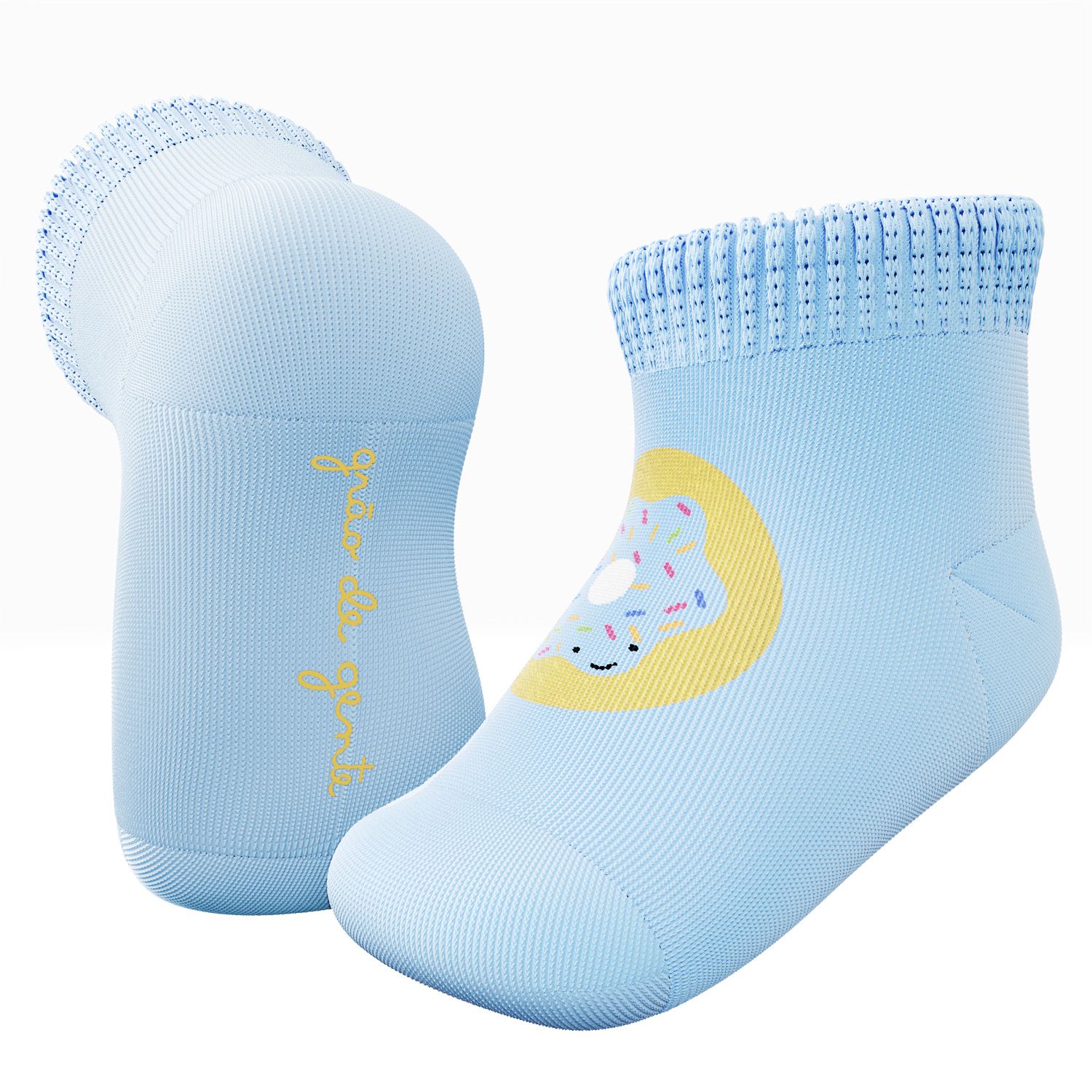 Kit Meia Tal Pai Tal Filhos Trocapé Picolé e Donuts Azul e Rosa 6 Pares