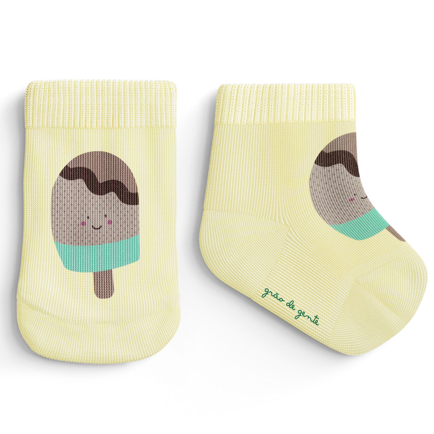 Kit Meia Bebê Doces Verde e Amarelo 2 Pares