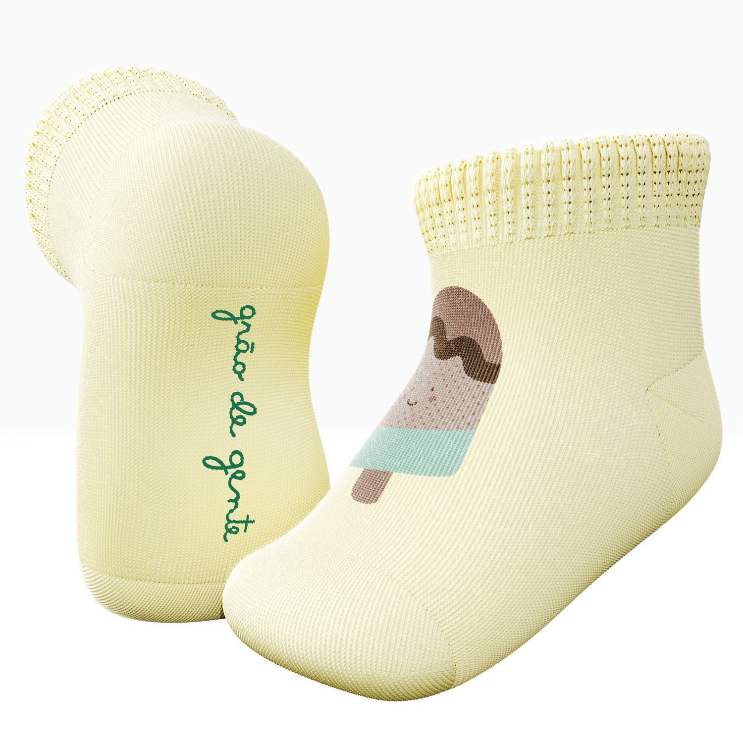 Kit Meia Bebê Doces Verde e Amarelo 2 Pares